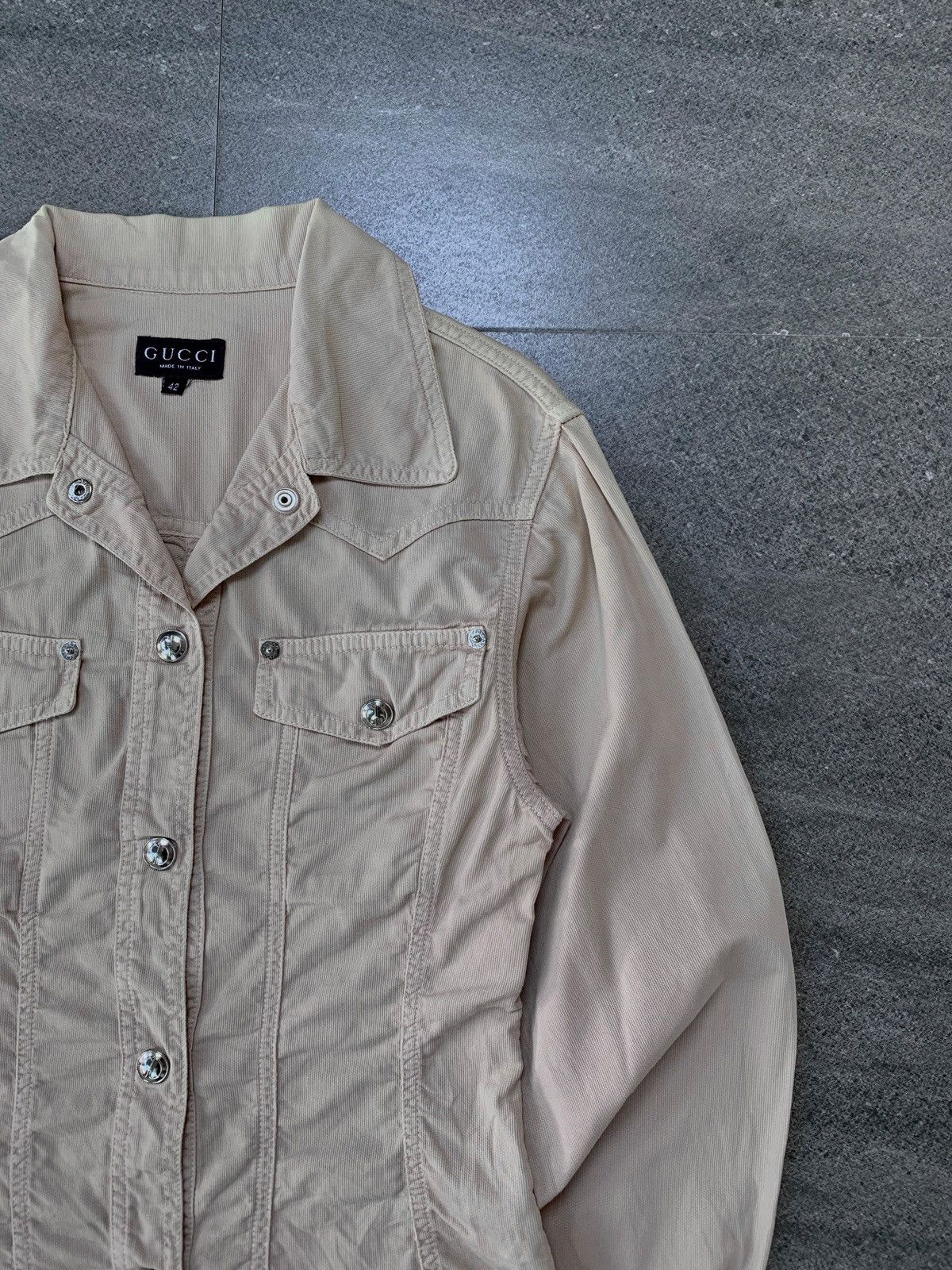Gucci 2000s Corduroy Corset Slim Shirt by Tom Ford Size S / US 4 / IT 40 - 3 Thumbnail