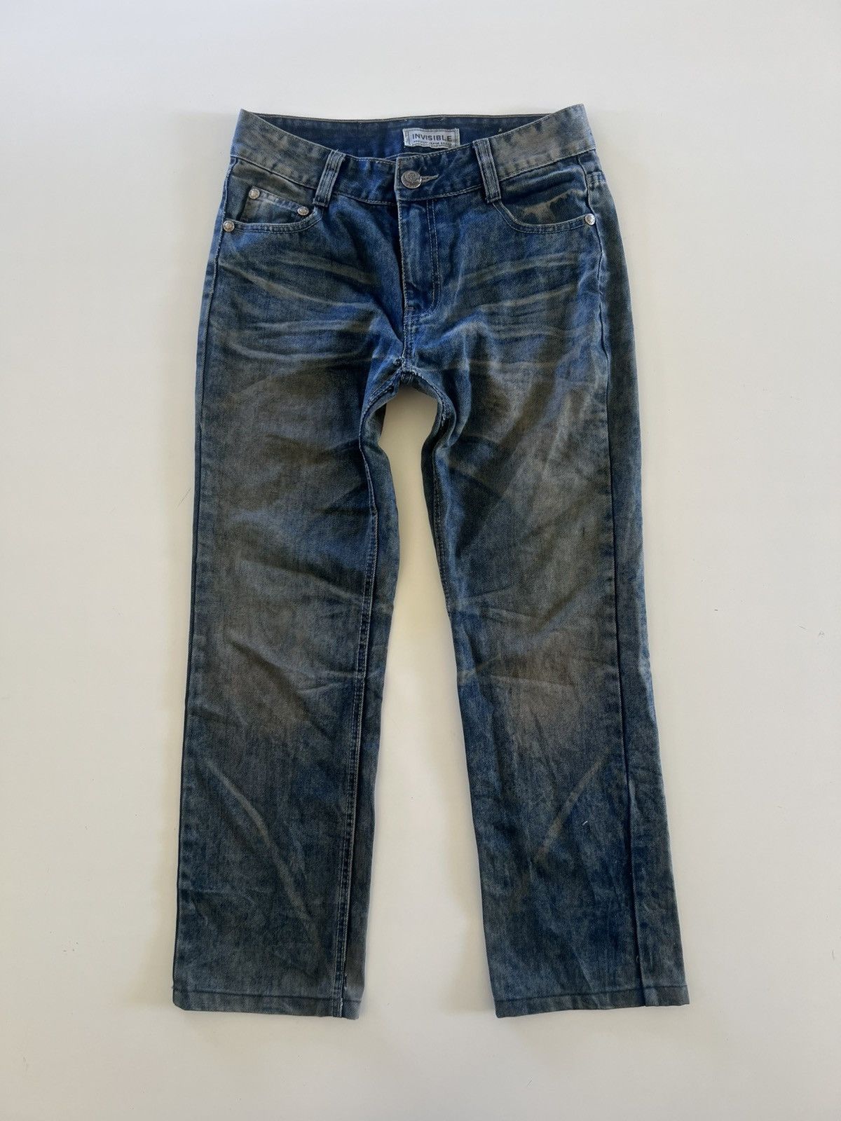 Japanese Brand Vintage Invisible Distress Denim Jeans Size 32" Size US 32 / EU 48 - 1 Thumbnail