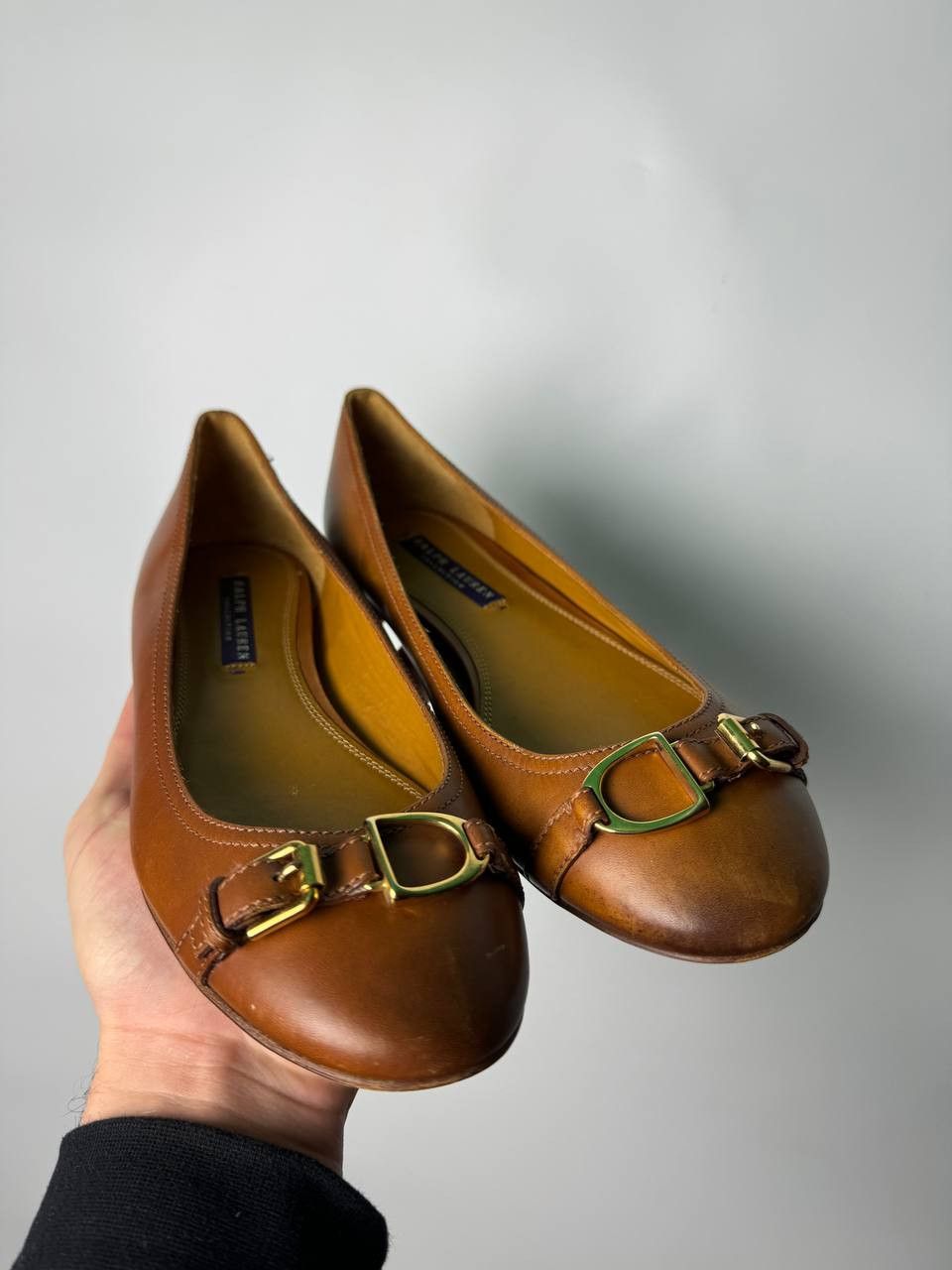image of Ralph Laurent Collection Purple Label Ballet Flats Leather in Brown, Women's (Size 6)