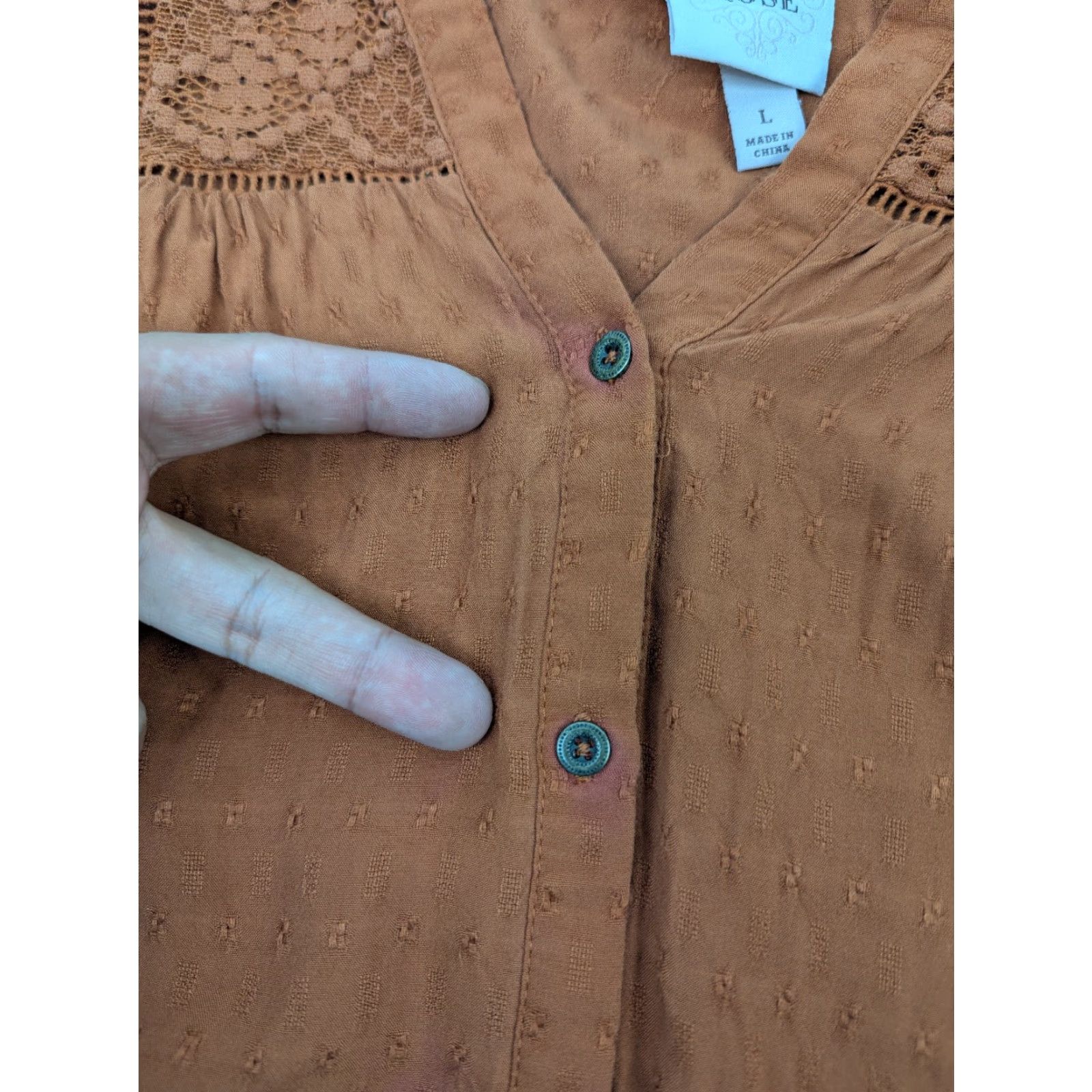 Vintage Knox Rose Blouse Women's Size L Balloon Sleeve Peasant Rayon Orange Venture Rust Boho Shirt Size L / US 10 / IT 46 - 2 Thumbnail