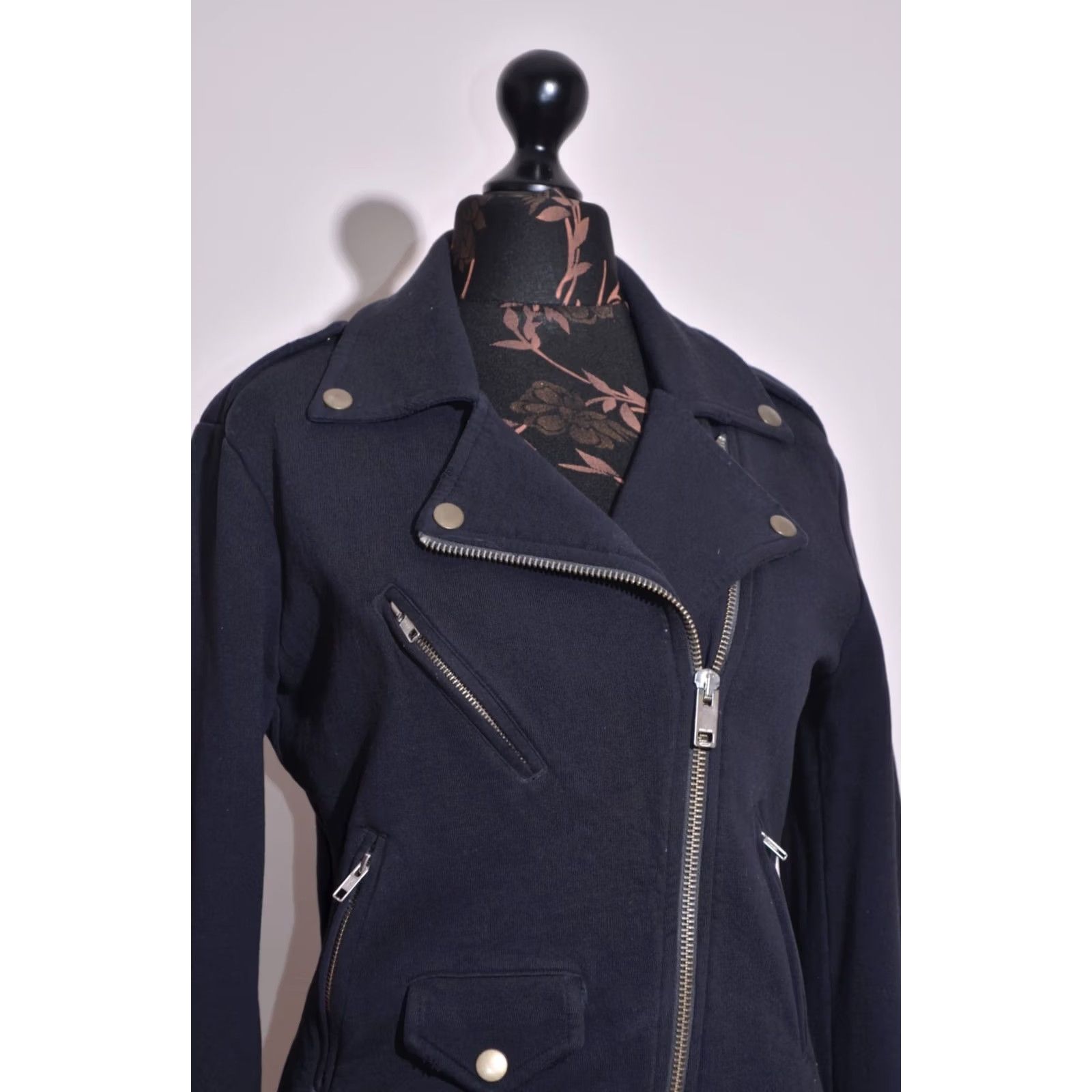 Diesel DIESEL Women's Black Jersey Knit Cotton Zipper Front Biker Jacket M Size M / US 6-8 / IT 42-44 - 3 Thumbnail