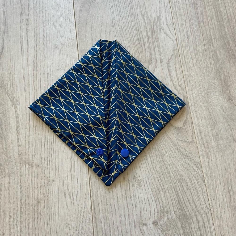 Designer Paw Heaven Co Blue and Gold Dog Bandana Size ONE SIZE - 6 Thumbnail