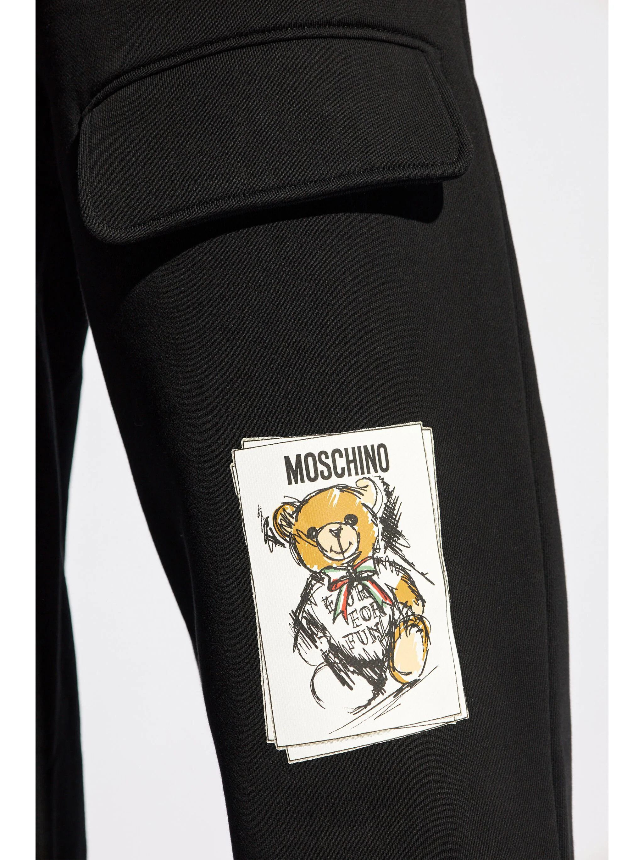 Moschino o1s22i1n0824 Teddy Bear Joggers in Black Size 26" / US 2 / IT 38 - 5 Thumbnail