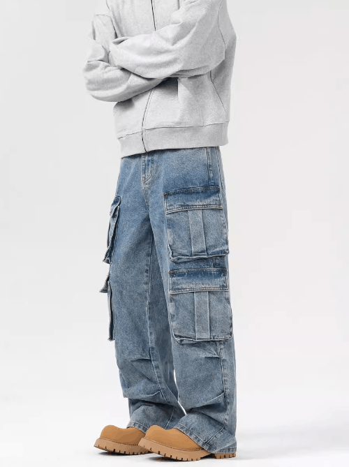 Japanese Brand × Jean American retro washed multi-pocket cargo jeans Size US 34 / EU 50 - 3 Thumbnail