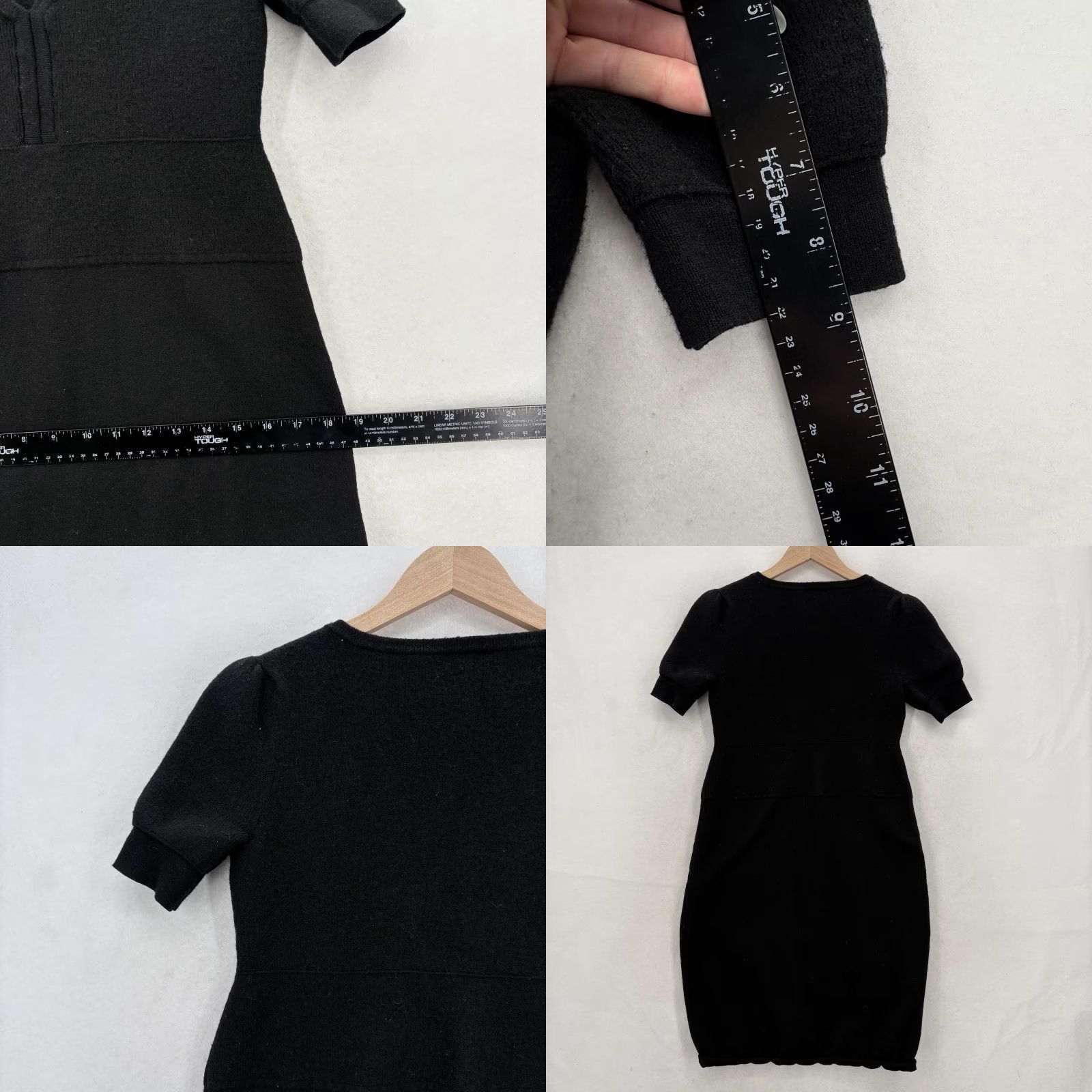 Talbots Talbots Sweater Dress Womens Medium Black Merino Wool Puff Sleeve Knee Length V-Neck Pullover Dress for Casual Workwear Size M / US 6-8 / IT 42-44 - 8 Thumbnail
