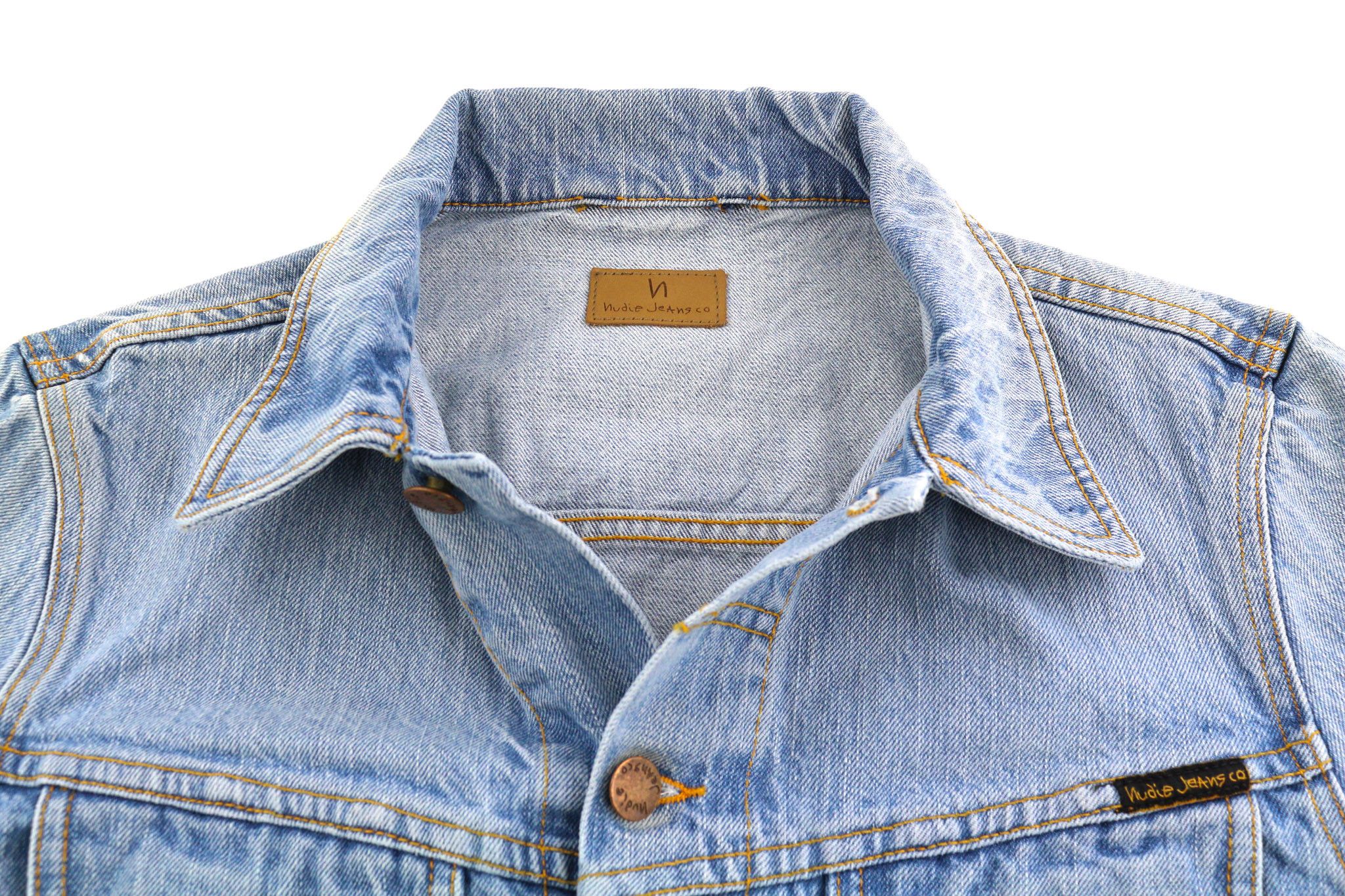 Nudie Jeans S Mid Blue Washed Denim Polo Pockets Casual Jacket 82448 Size US S / EU 44-46 / 1 - 4 Thumbnail