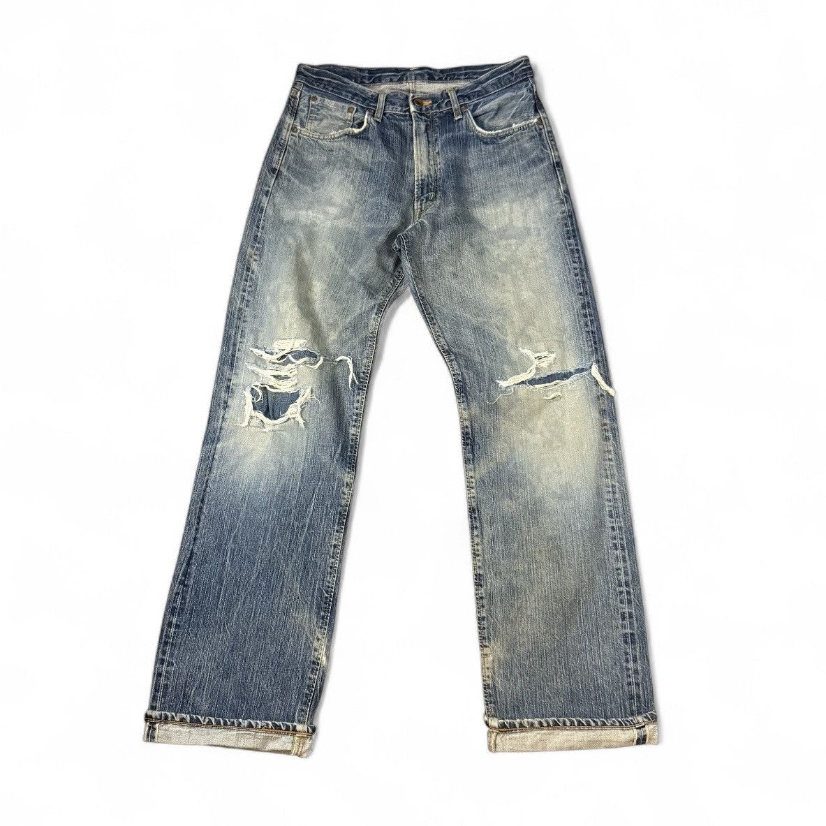 Seditionaries 🔥🇯🇵 Vintage 90s Selvedge Thrashed Distressed Edwin Denim Size US 33 - 1 Thumbnail