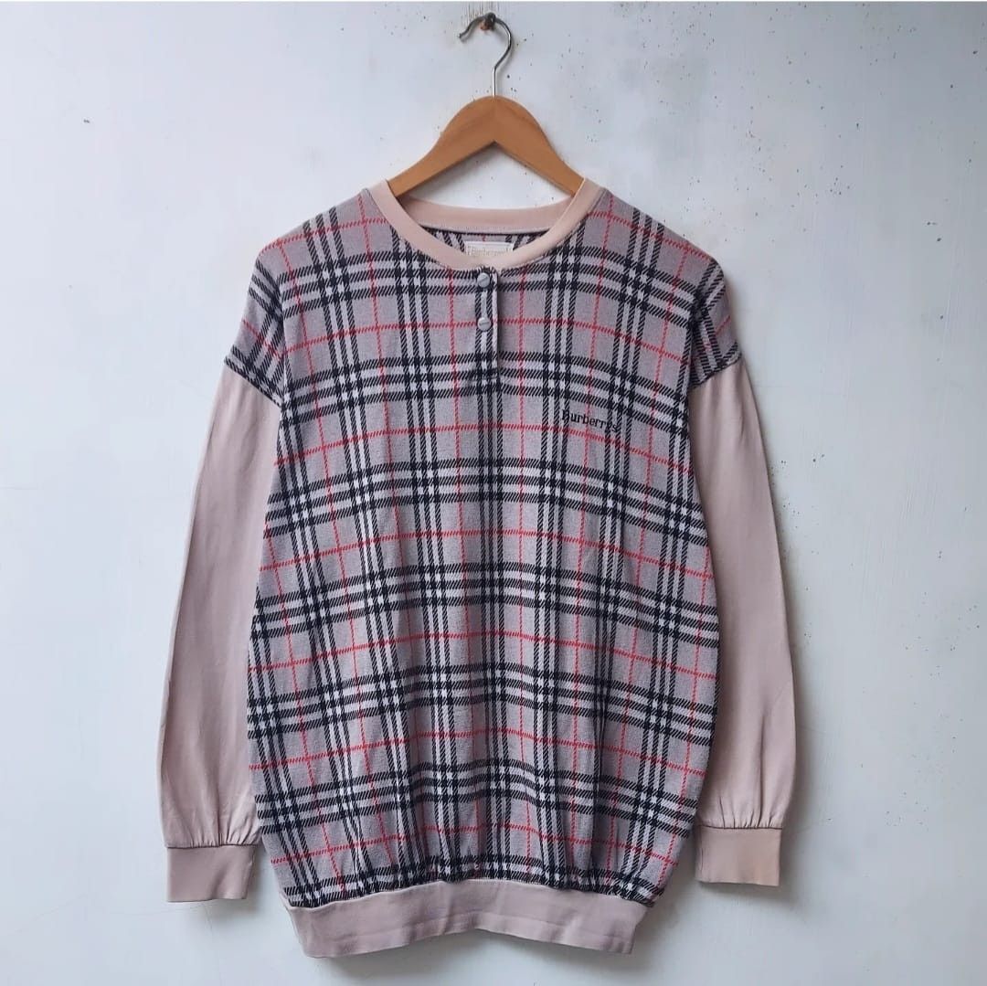 Burberry × Burberry Prorsum × Vintage Vtg Burberrys Novacheck Half Button Sweatahirt Size US L / EU 52-54 / 3 - 2 Thumbnail