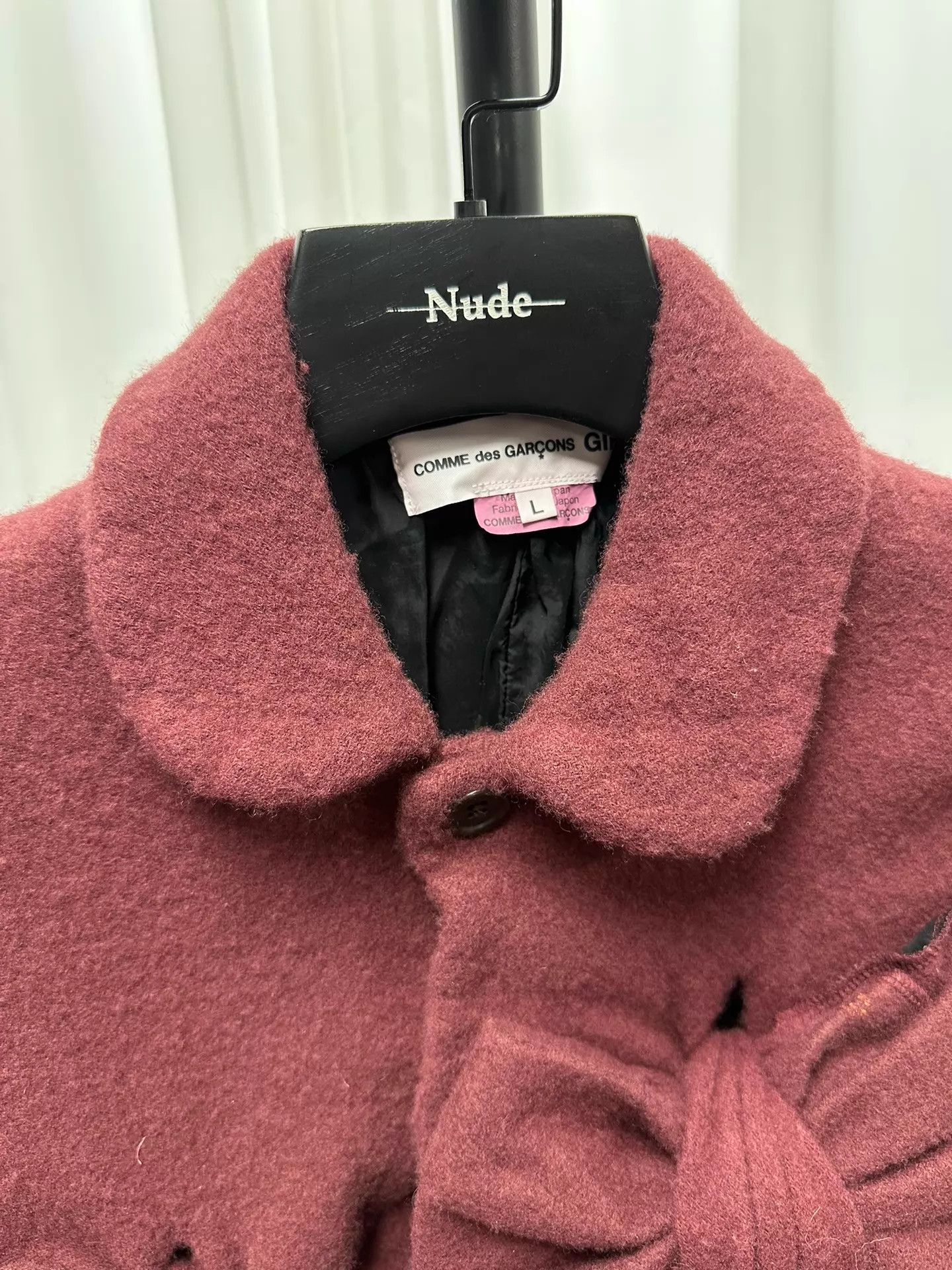 Comme des Garcons CDG Girl Women's 22AW Felted Bow Collar Jacket L Size L / US 10 / IT 46 - 2 Thumbnail