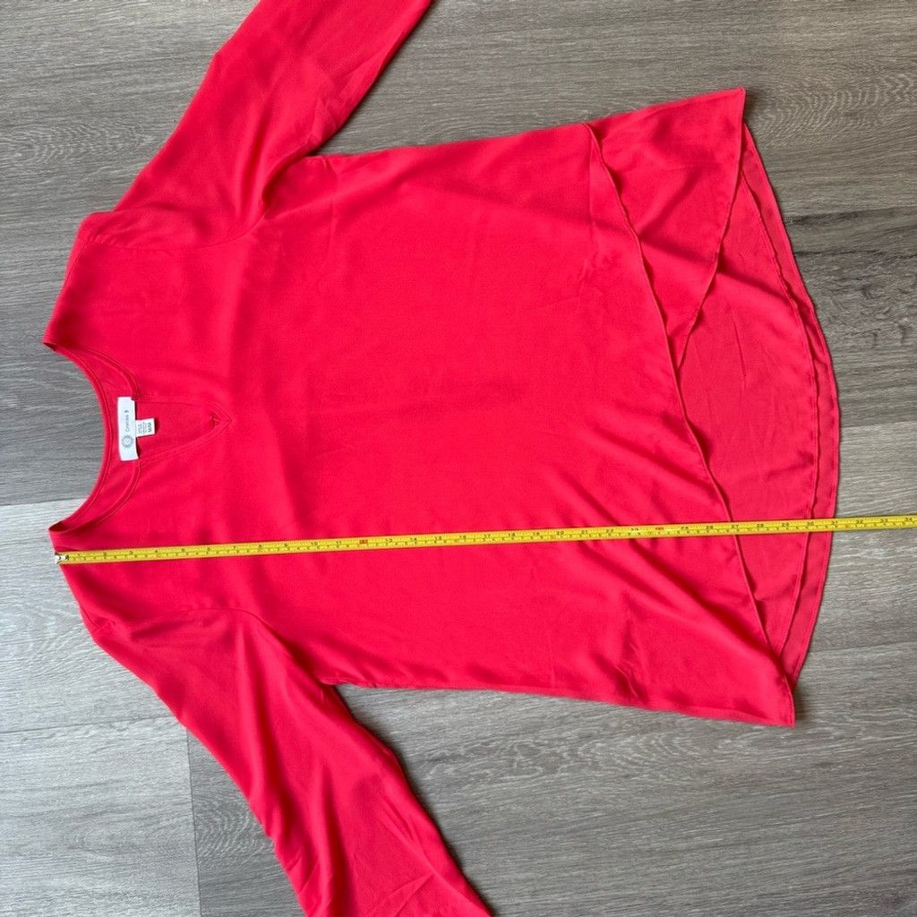 The Unbranded Brand Red Asymmetrical 3/4 Sleeve Blouse Size L / US 10 / IT 46 - 6 Thumbnail