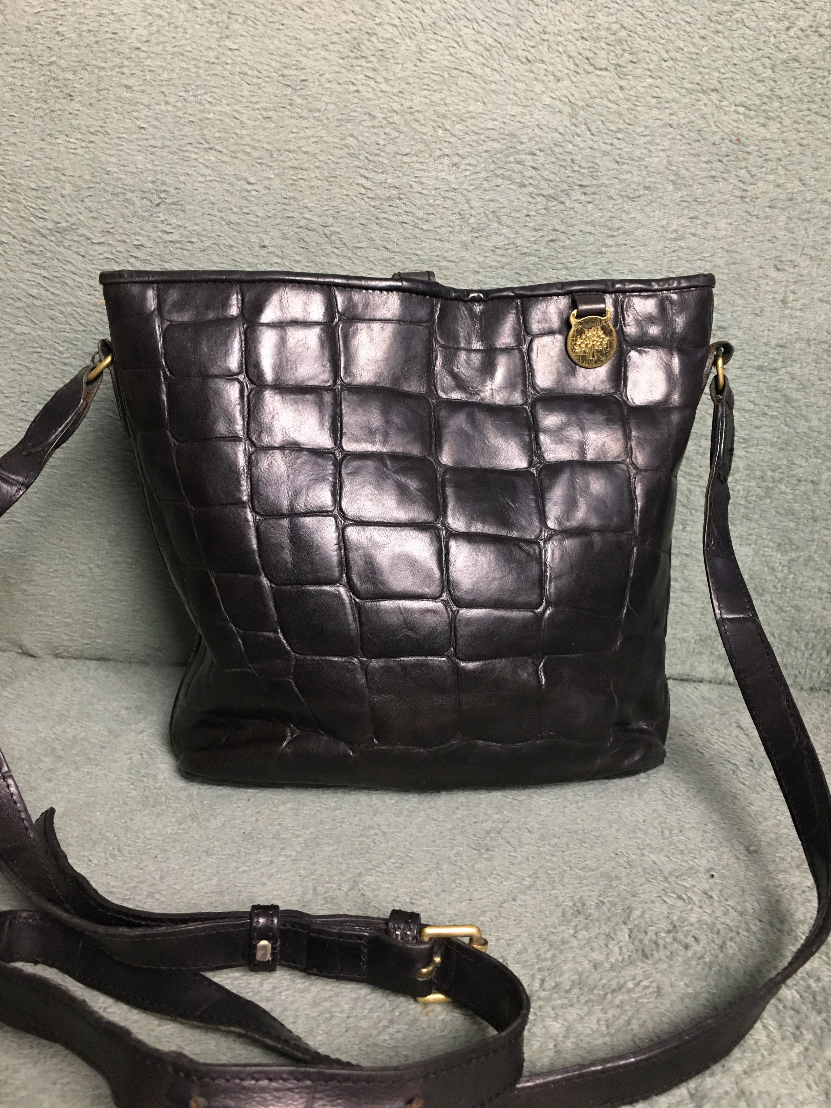 Mulberry Mulberry Black Leather Croco Embossed Shoulder Bag Size ONE SIZE - 2 Thumbnail