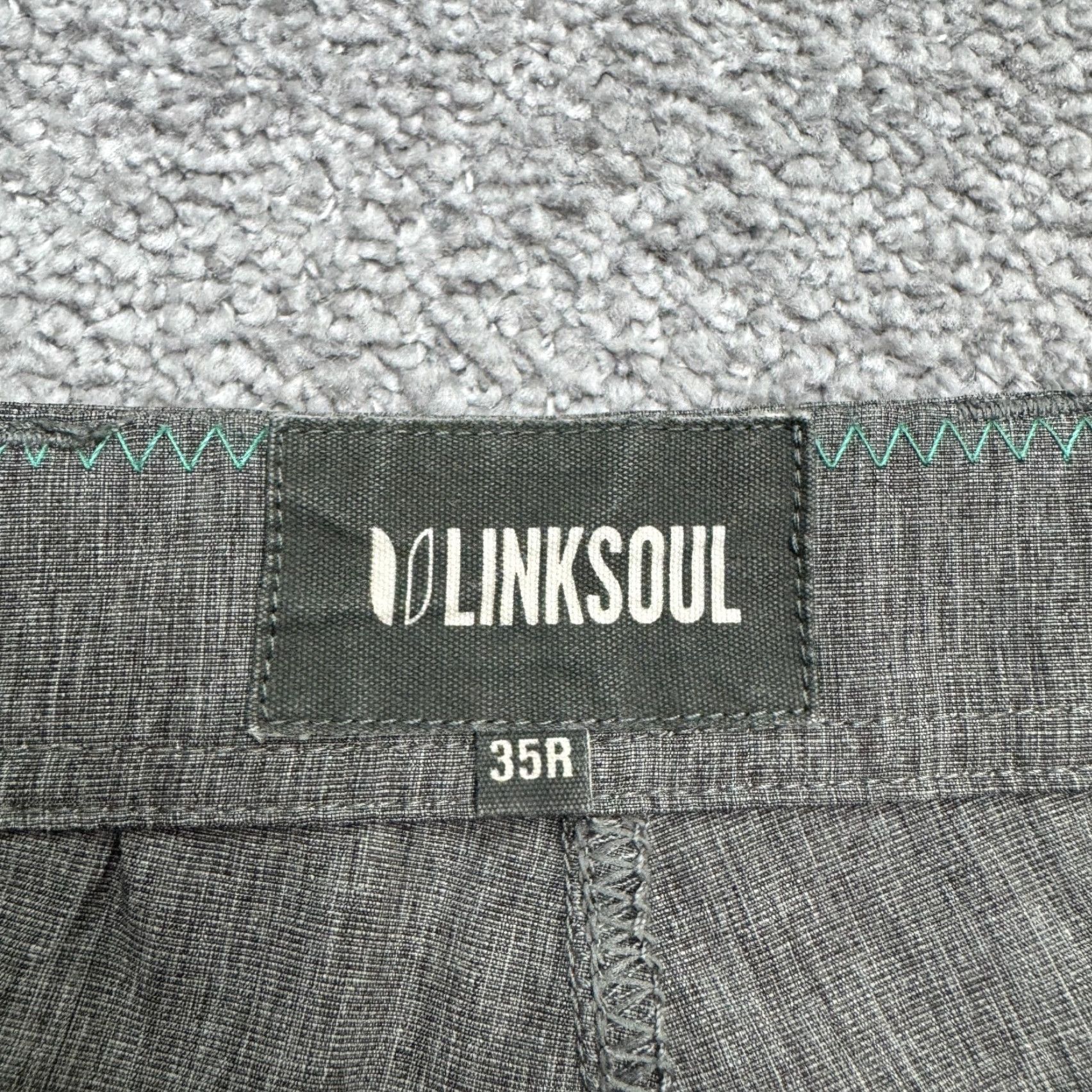 Vintage Linksoul Straight Leg Chino Pants Men 35R Gray Flat Front Casual Classic Modern Fit Regular Size 35 Mens Size US 35 - 6 Thumbnail
