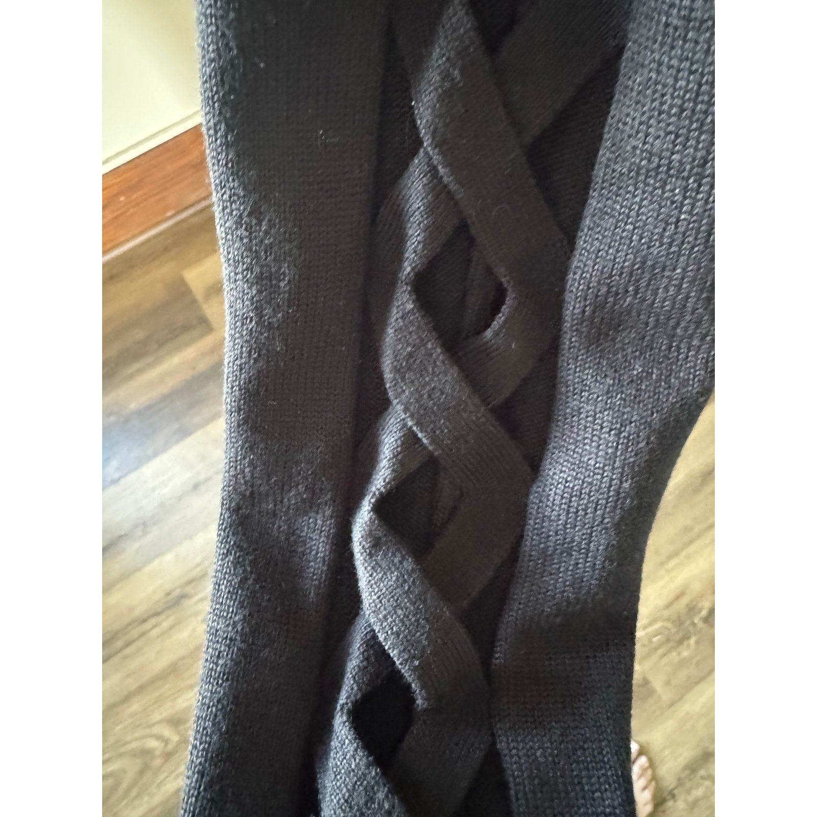 Calvin Klein NWT Calvin Klein Black Sweater Dress L Lace Up Sleeve Size L / US 10 / IT 46 - 6 Thumbnail