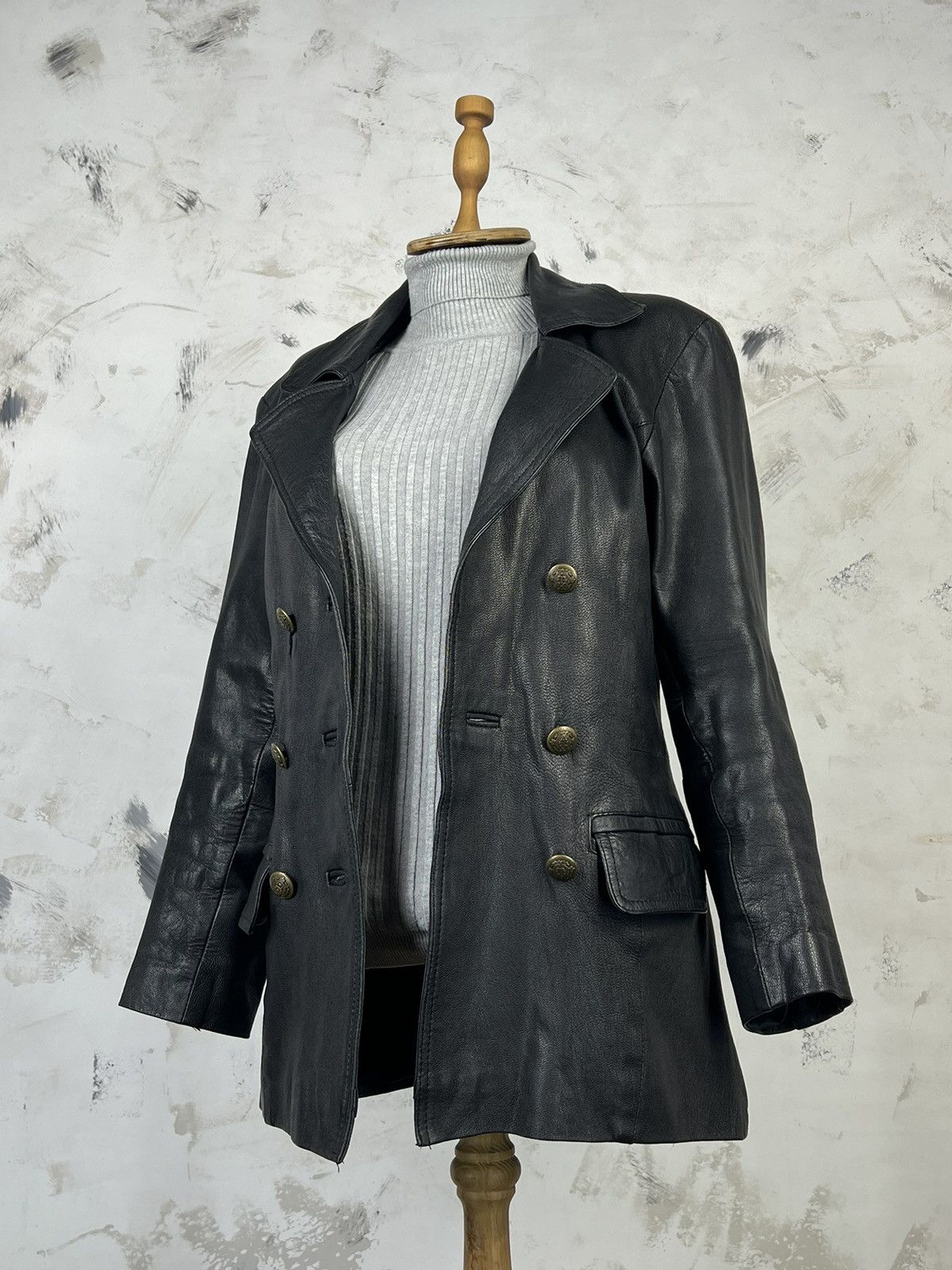 Vintage Spirit of America Leather Double Breasted Jacket S - M Size M / US 6-8 / IT 42-44 - 3 Thumbnail