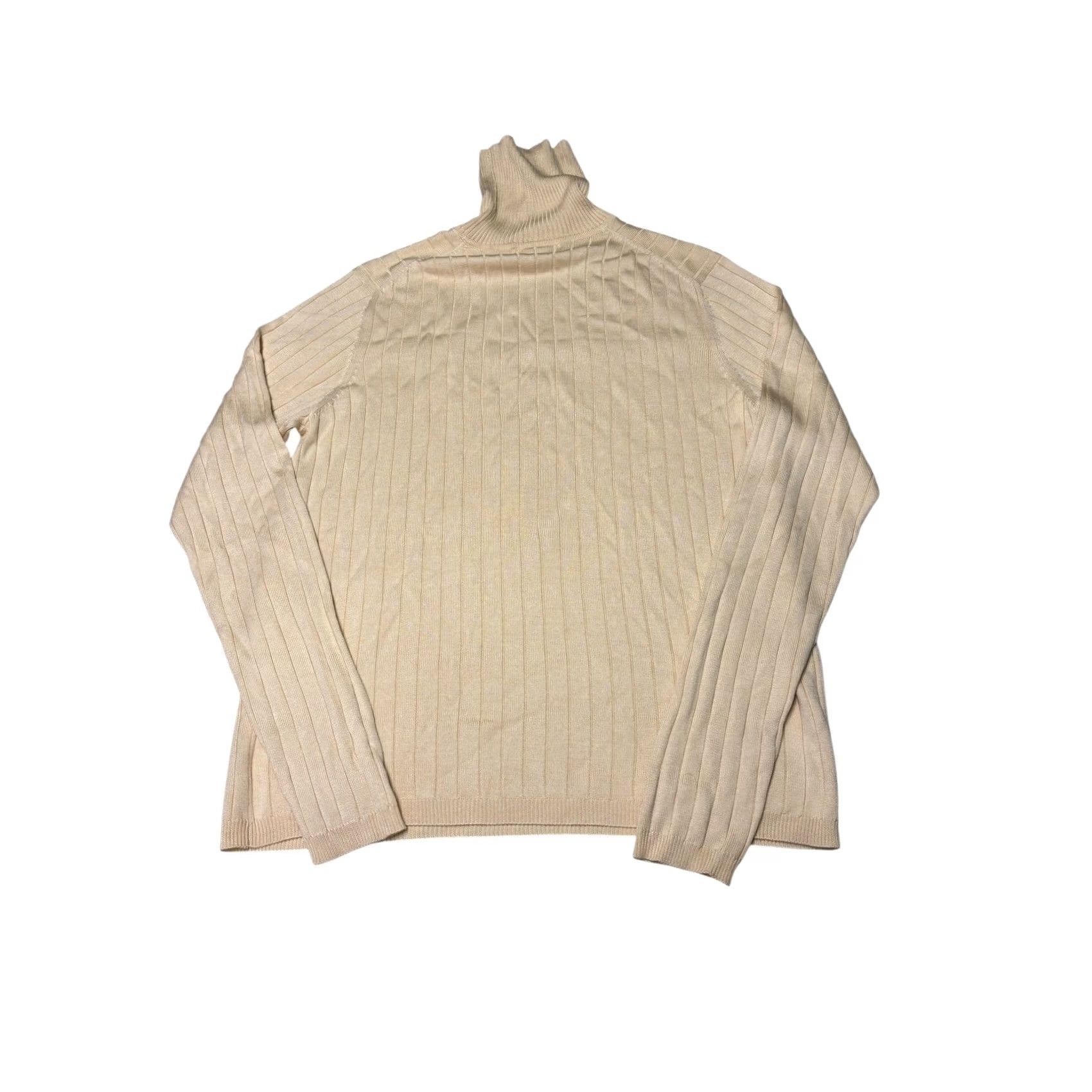 Brooks Brothers Brooks Brothers Womens Silk Ribbed Turtleneck Sweater Cream Beige Large Size L / US 10 / IT 46 - 3 Thumbnail