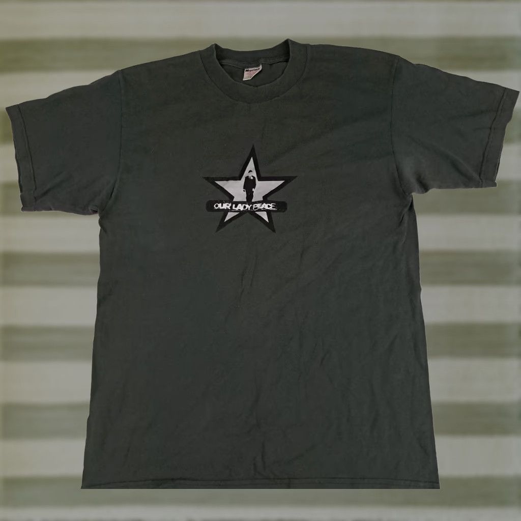Vintage VINTAGE Our Lady Peace T-Shirt Murina Canvas Graphic Print Short Sleeve Crew Neck Olive L Adult/Unisex Music 1990s USA Size US L / EU 52-54 / 3 - 1 Thumbnail