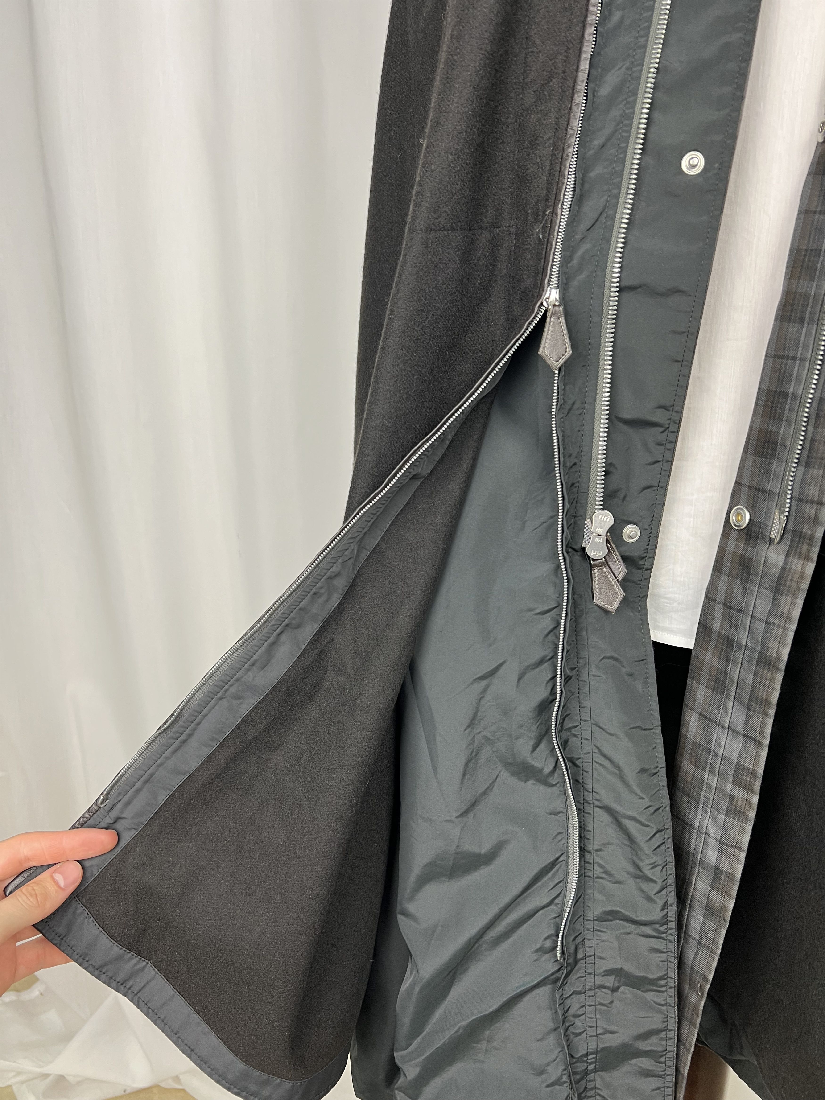 Hermes Plaid Waxed Cotton Removable Cashmere Lining Long Coat Size US L / EU 52-54 / 3 - 8 Thumbnail