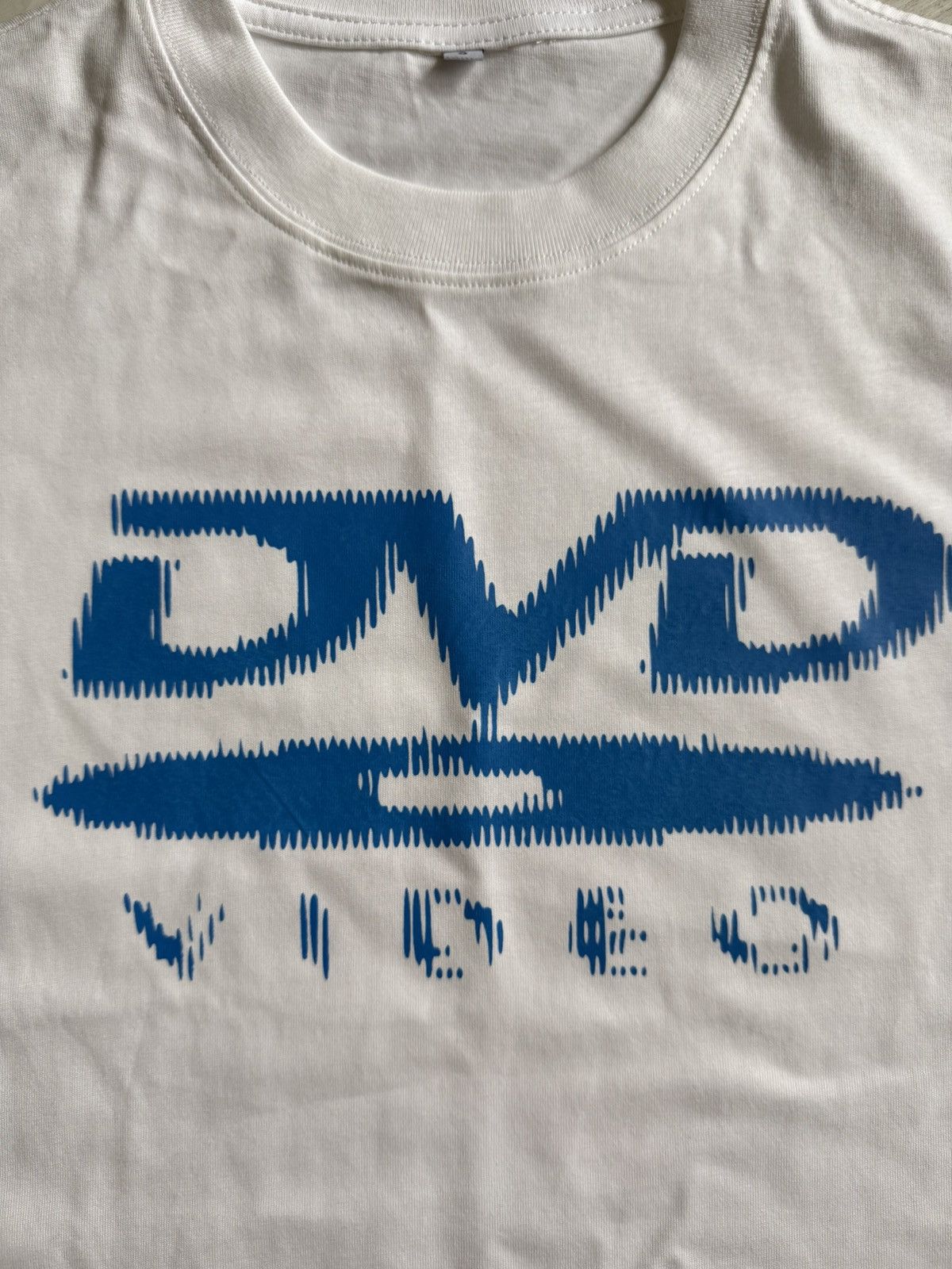 Other DVD Video Logo Retro Boxy T-Shirt Custom Creme Blue Print M Size US M / EU 48-50 / 2 - 2 Thumbnail