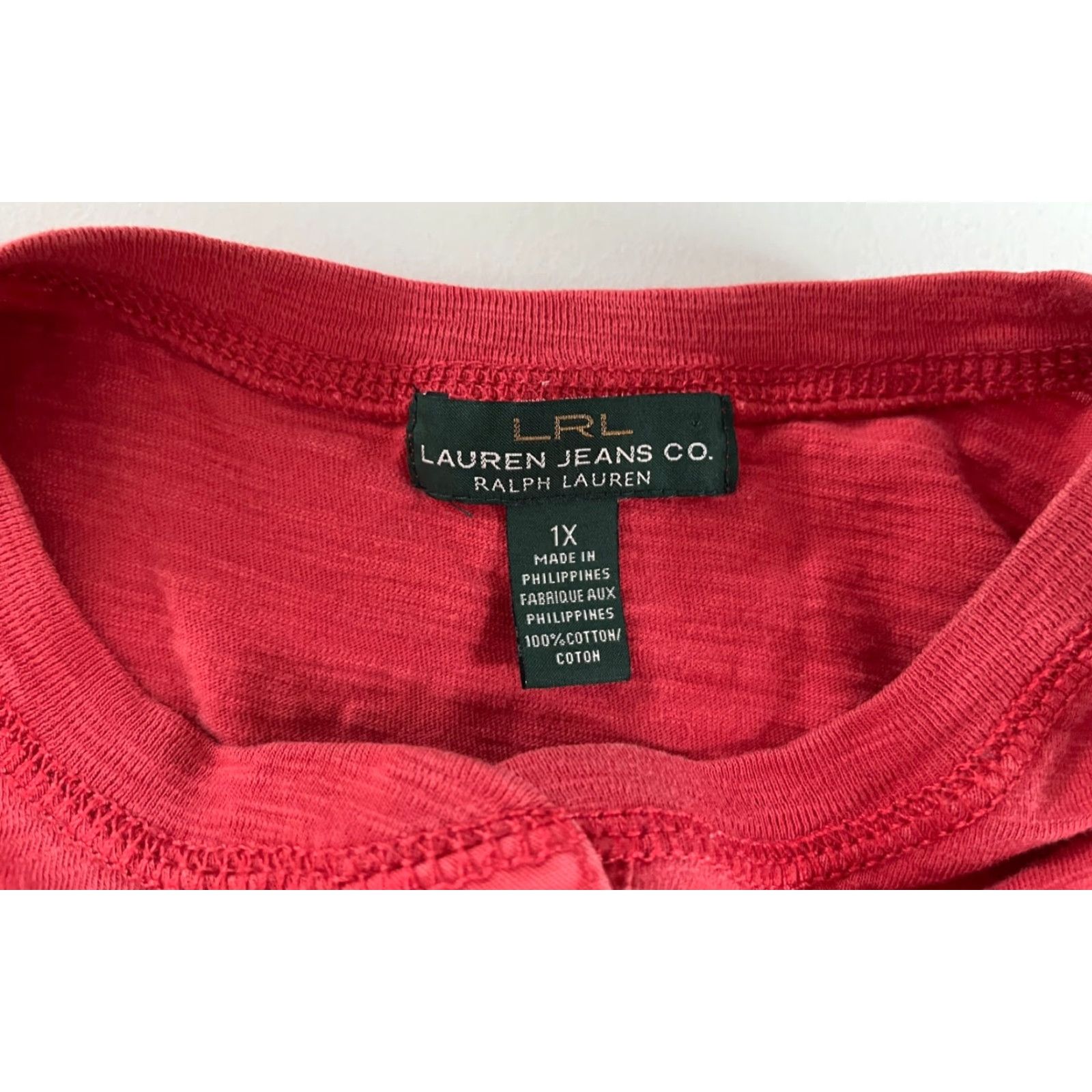 Vintage VINTAGE Lauren Jeans Co. Ralph Lauren Women's Long Sleeve Henley Shirt 1X Brick Red Cotton Mens Women's Girls? Size XL / US 12-14 / IT 48-50 - 6 Thumbnail