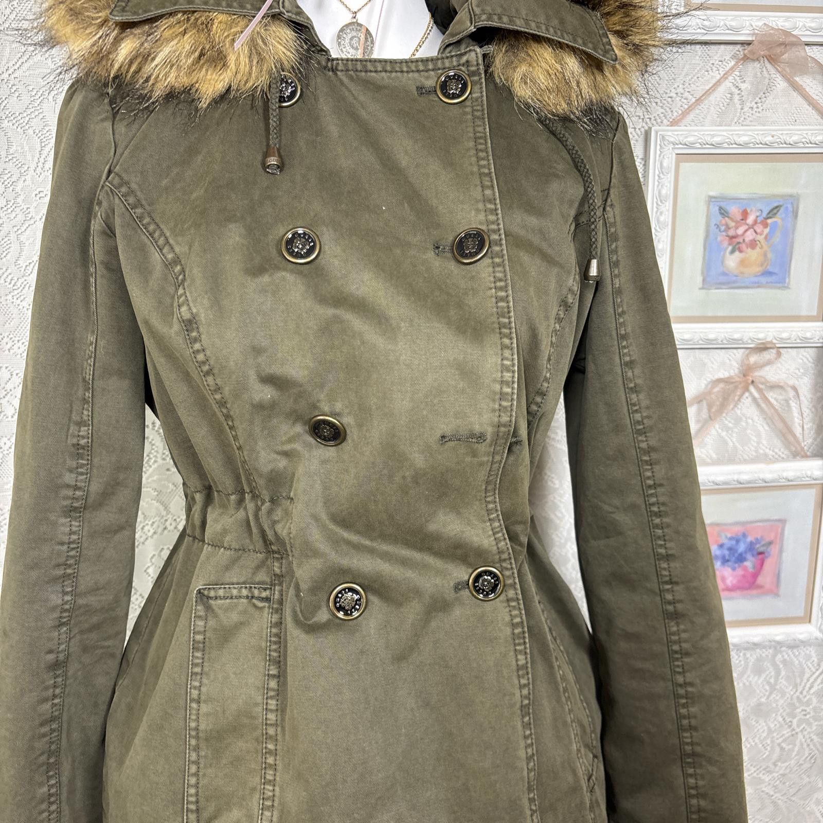 Guess y2k fur hood green jacket Size L / US 10 / IT 46 - 3 Thumbnail