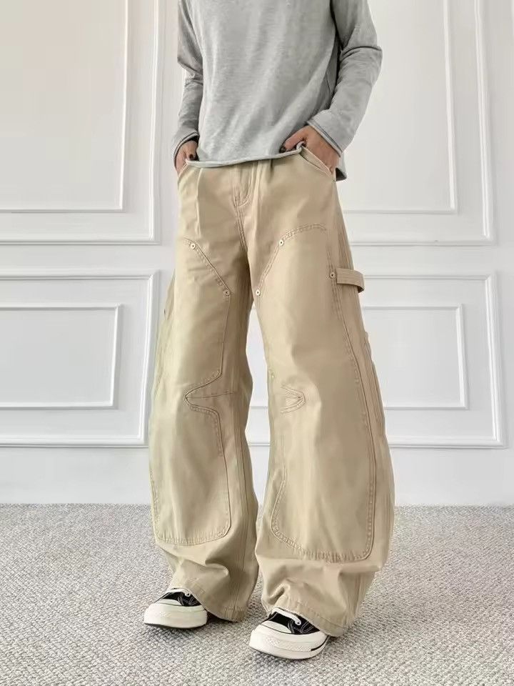 Japanese Brand Double Knee Work Pants – Wide Leg Baggy Carpenter Trousers Size US 26 / EU 42 - 1 Thumbnail