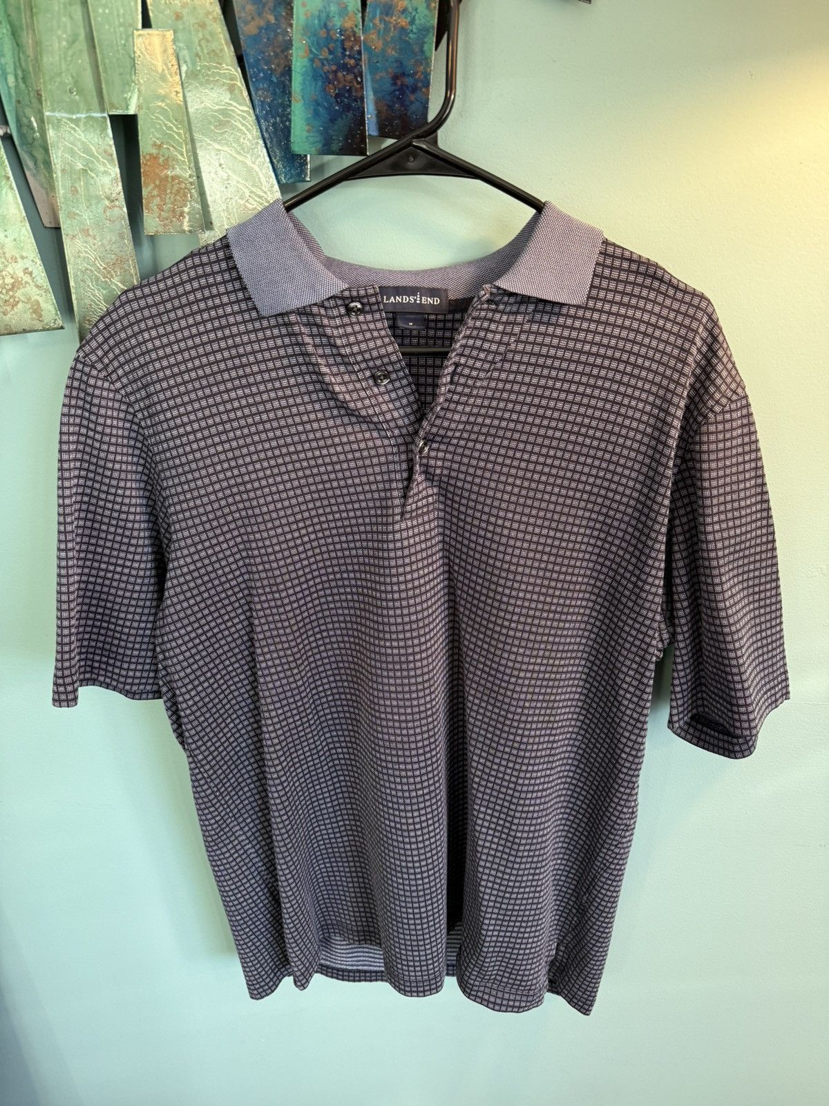 Lands' End LAND’S END BLUE PATTERNED POLO Size US M / EU 48-50 / 2 - 1 Thumbnail