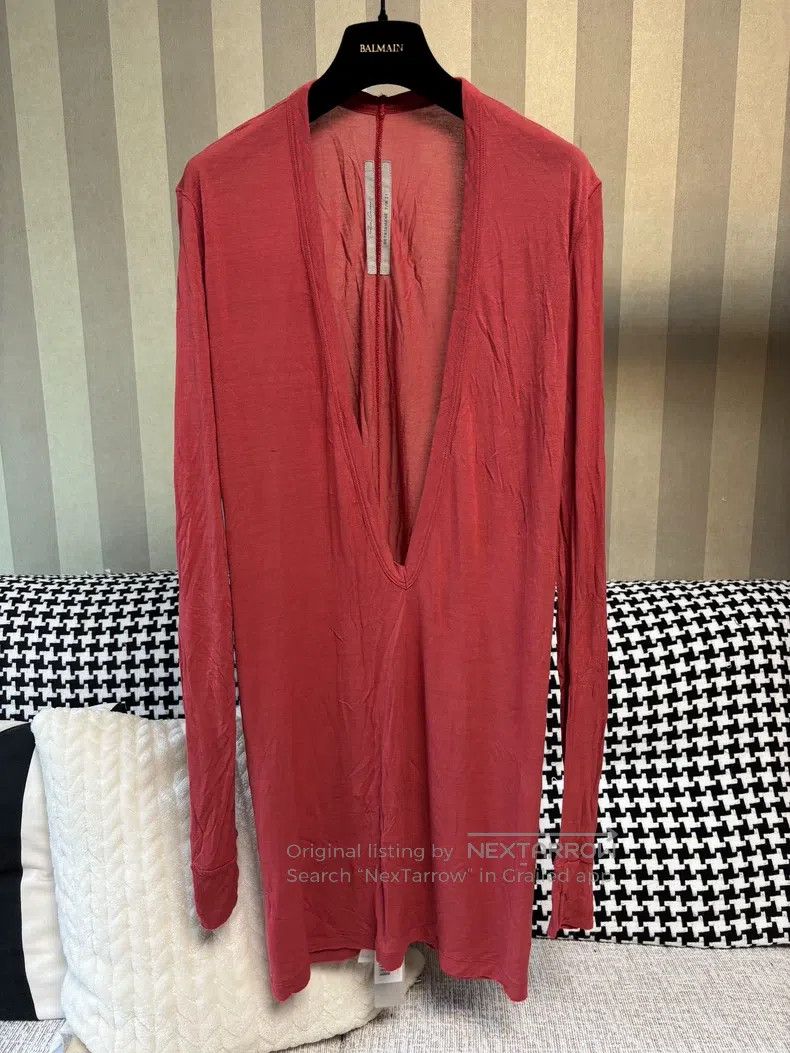 Rick Owens Rick Owens Deep V Neck Long Sleeve T-Shirt Size US S / EU 44-46 / 1 - 1 Thumbnail