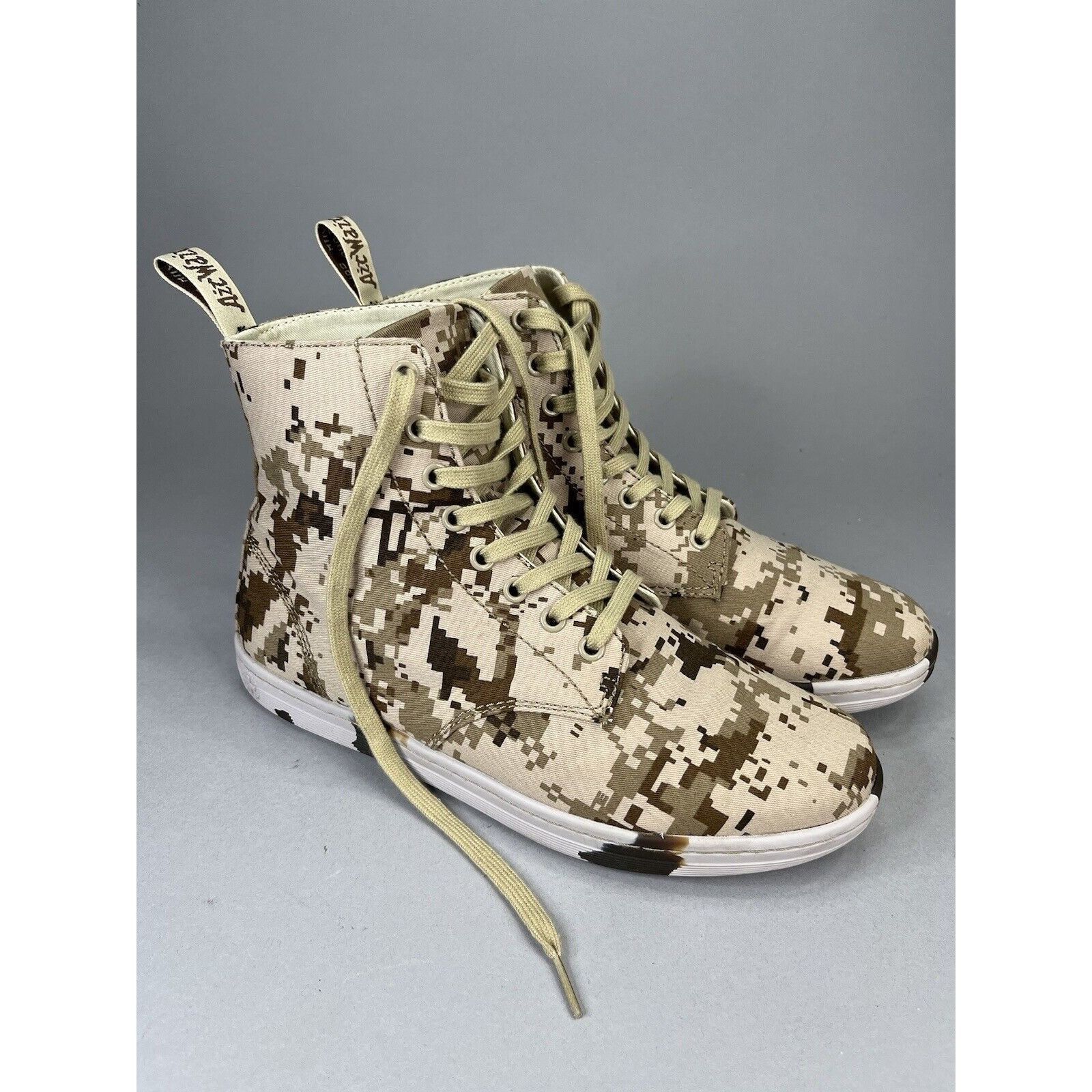 image of Dr Martens Alfie M9 L10 8 Eye Desert Camo Pixelated Canvas A Shoes, Women's