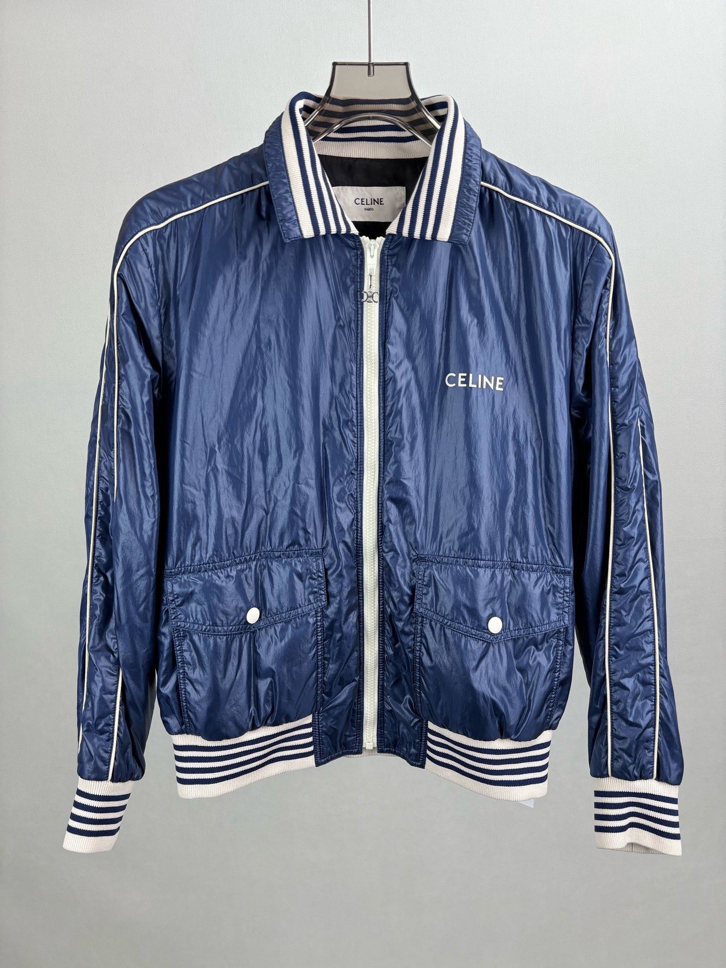 Celine Celine Embroidered Logo Blue Cotton Jacket Size US M / EU 48-50 / 2 - 1 Thumbnail