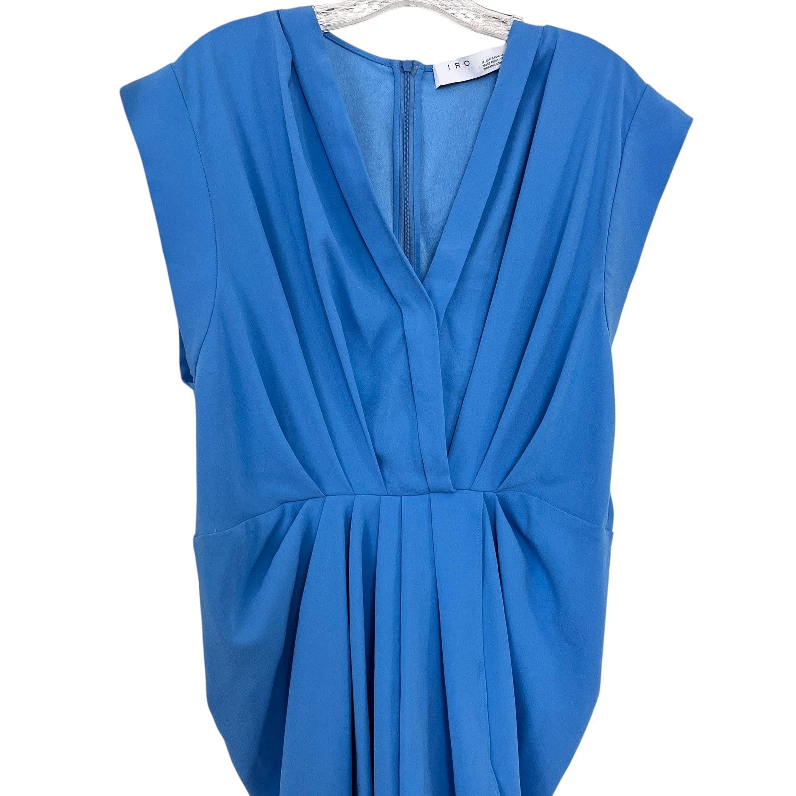 Iro IRO Garm Blue Faux Wrap Draped V-Neck Crepe Mini Dress Size M / US 6-8 / IT 42-44 - 3 Thumbnail