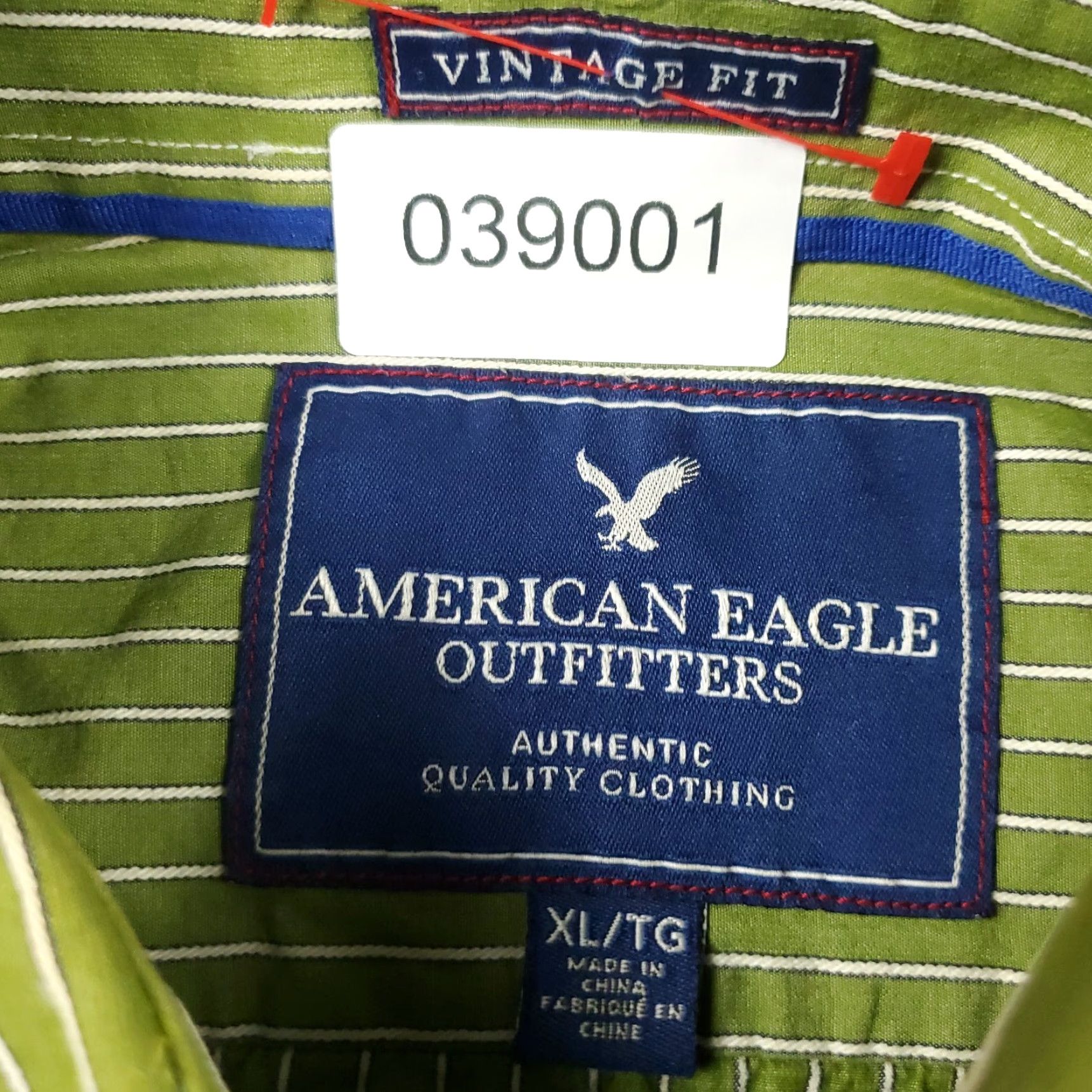 American Eagle Outfitters American Eagle Shirt Mens XL Green Striped Button Up Long Sleeve Casual Size US XL / EU 56 / 4 - 8 Thumbnail