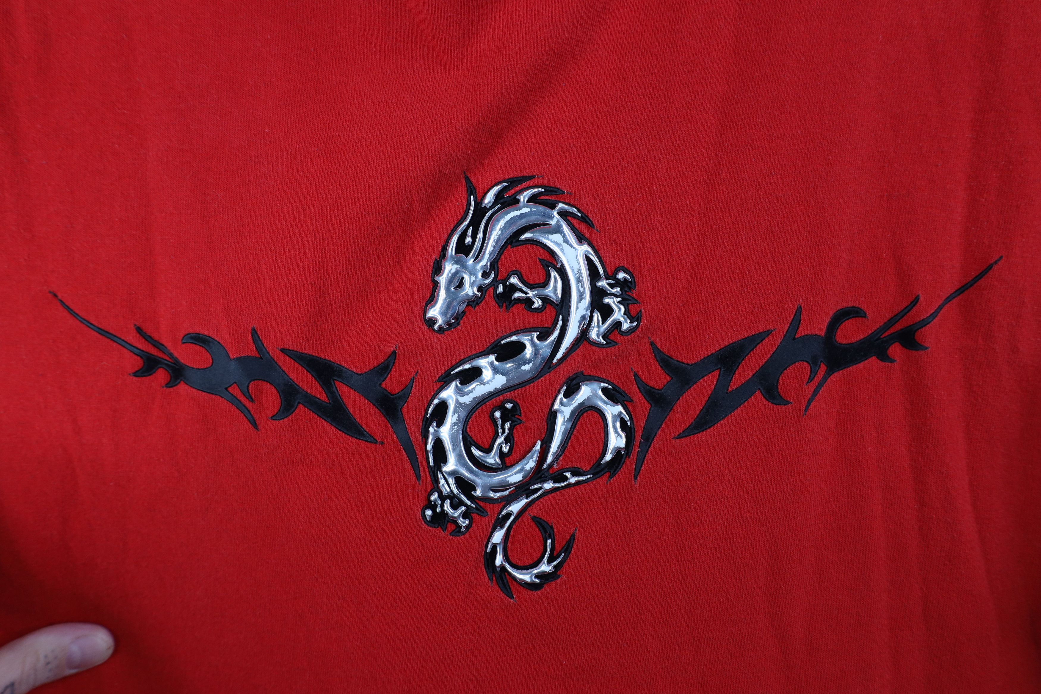 Vintage Vintage 90s Y2K Streetwear Tribal Dragon T-Shirt Red Size US L / EU 52-54 / 3 - 4 Thumbnail