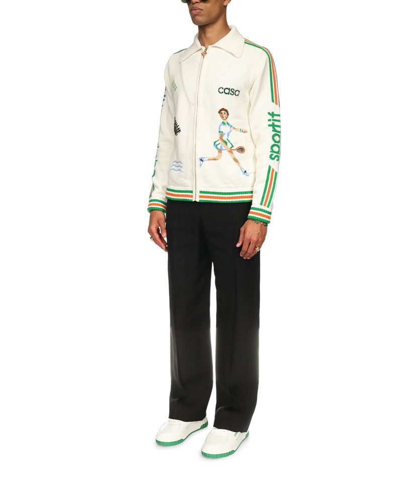 Casablanca o1mle0326 Le Jeu Intarsia Knit Jacket in White Size US L / EU 52-54 / 3 - 3 Thumbnail