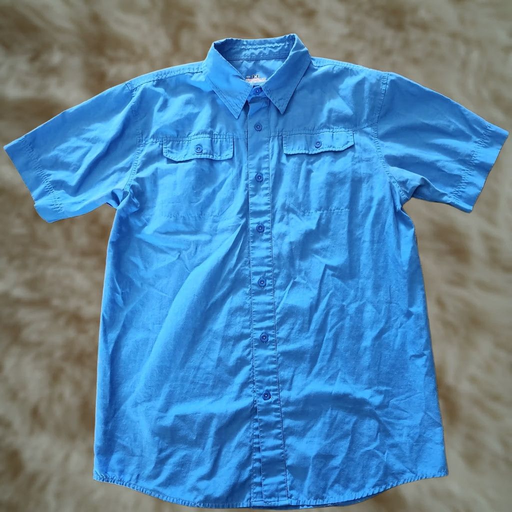 Under Armour Under Armour Shirt Mens Medium Blue Short Sleeve Button Up Fishing Camp Hiking Size US M / EU 48-50 / 2 - 1 Thumbnail