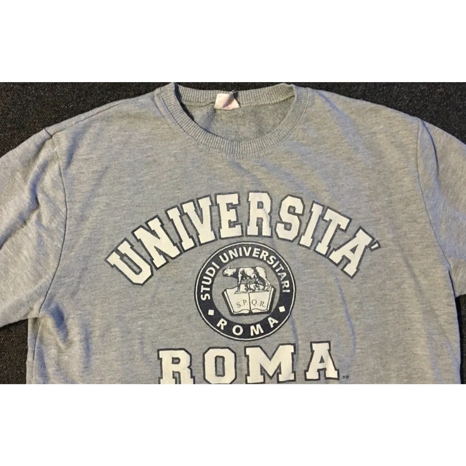 Vintage VINTAGE 90s University Of Rome Spellout Sweatshirt S Gray Mens Small Pullover College Track & Field University USA Retro 80s Size US S / EU 44-46 / 1 - 4 Thumbnail