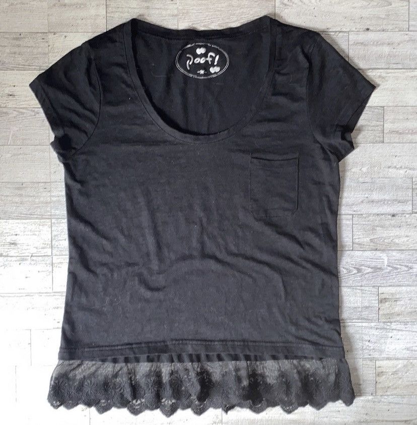 Vintage Retro, Y2K, Lace Trimmed, Short Sleeve Pocket Tee Size M / US 6-8 / IT 42-44 - 3 Thumbnail