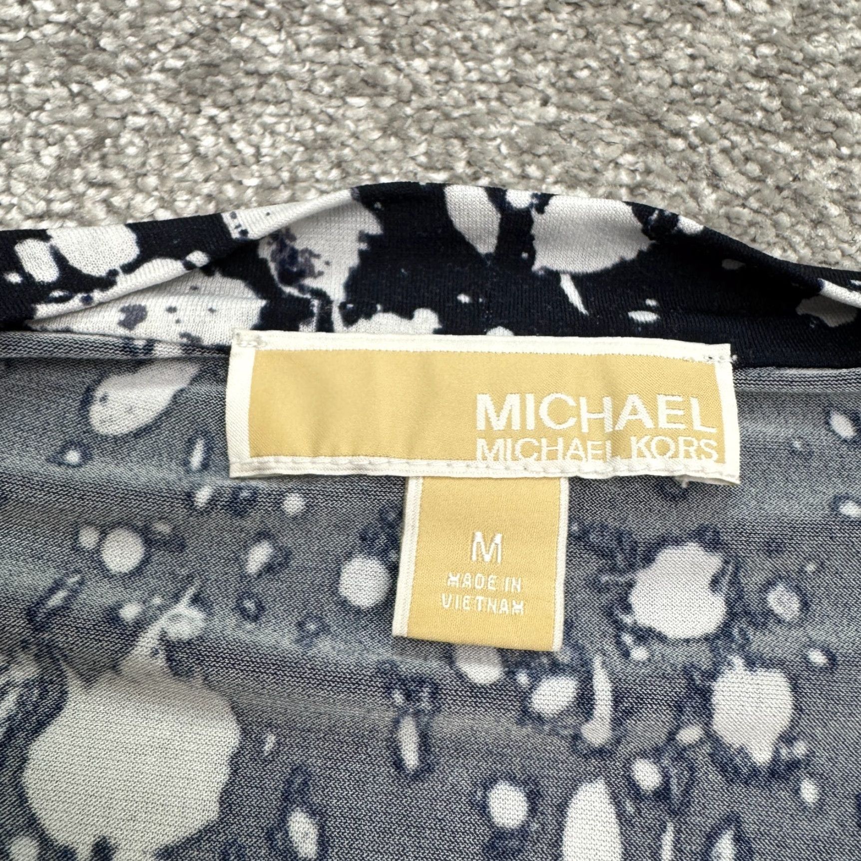MICHAEL Michael Kors Mini Splatter Cowl Neck Navy White NWOT Medium Dress Womens