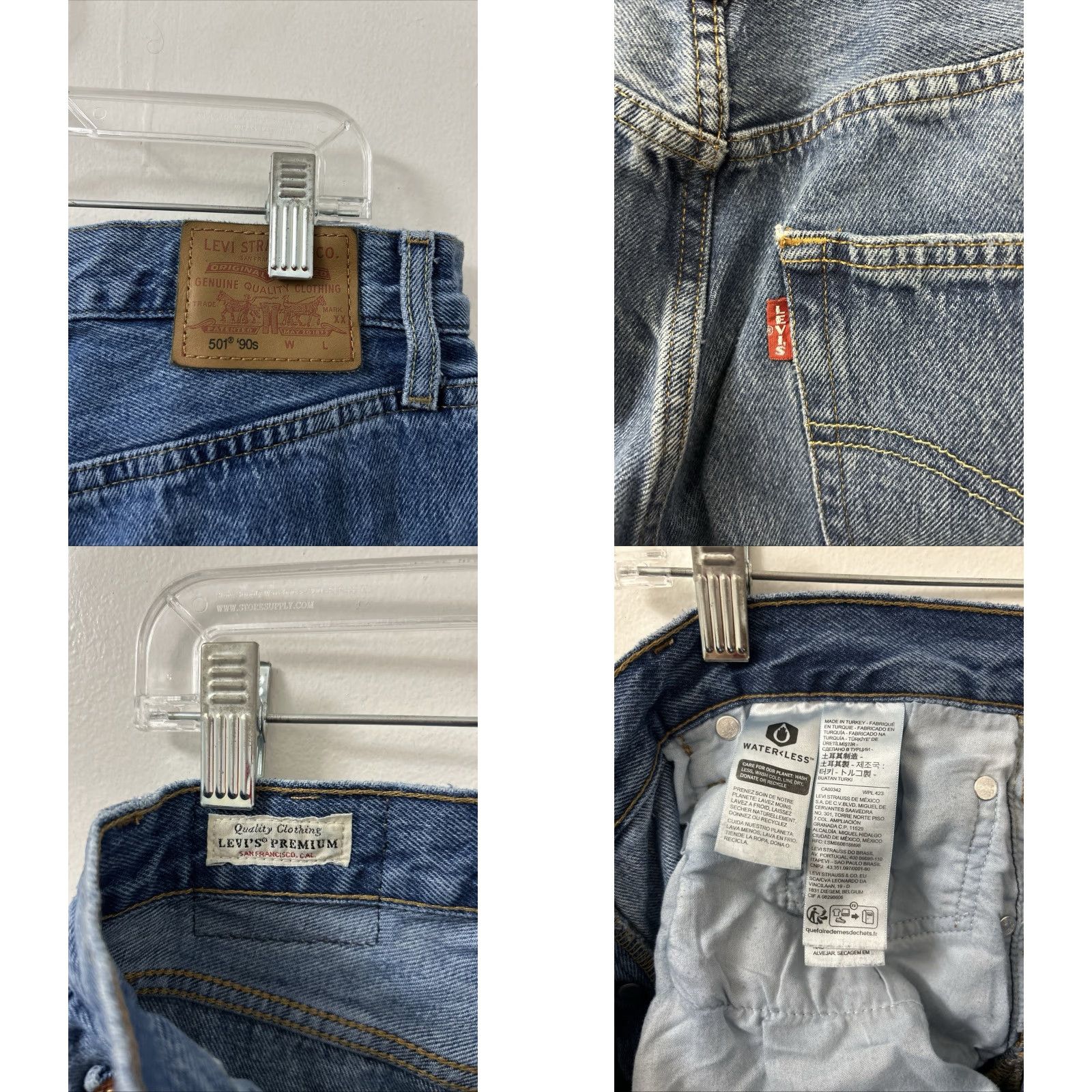 Levi's VINTAGE Levi's 501 Jeans Mens 31x30 Blue Big E Original Fit Straight Button Fly 90s Retro USA Mens Size US 31 - 8 Thumbnail