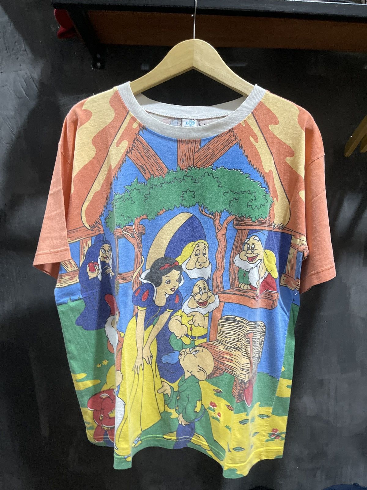 image of Vintage Snow White Disney T Shirt Aop in Blue, Men's (Size XL)