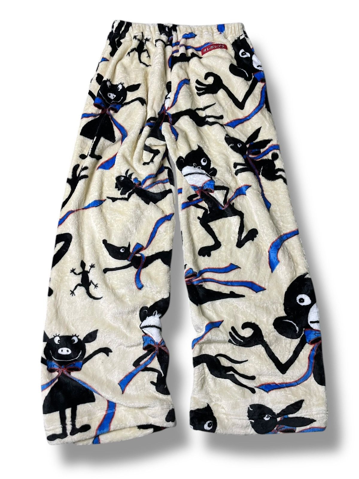 Japanese Brand × Vintage Japanese Brand Monkey Printed Fleece Pants (87) Size US 26 / EU 42 - 2 Thumbnail