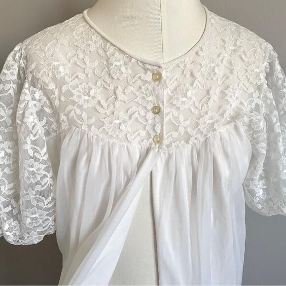Vintage Vintage 60s Double Layered Semi-Sheer Chiffon Robe Peignoir Size M / US 6-8 / IT 42-44 - 6 Thumbnail