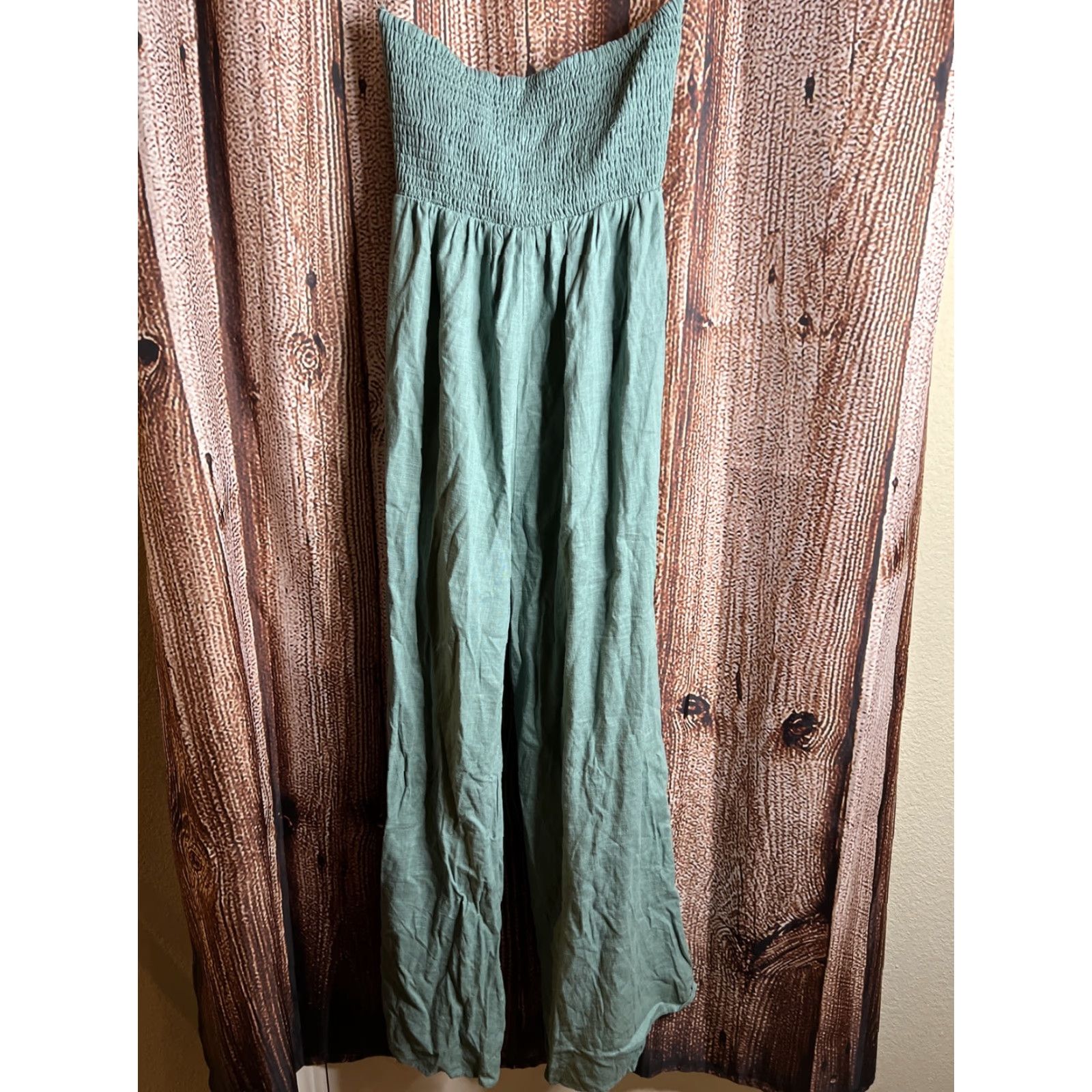 Anthropologie Anthropologie Jumpsuit One-Piece Women M Green Wide-Leg 90s Casual Party/Cocktail Travel Gauze Cotton Solid Size 32" / US 10 / IT 46 - 4 Thumbnail