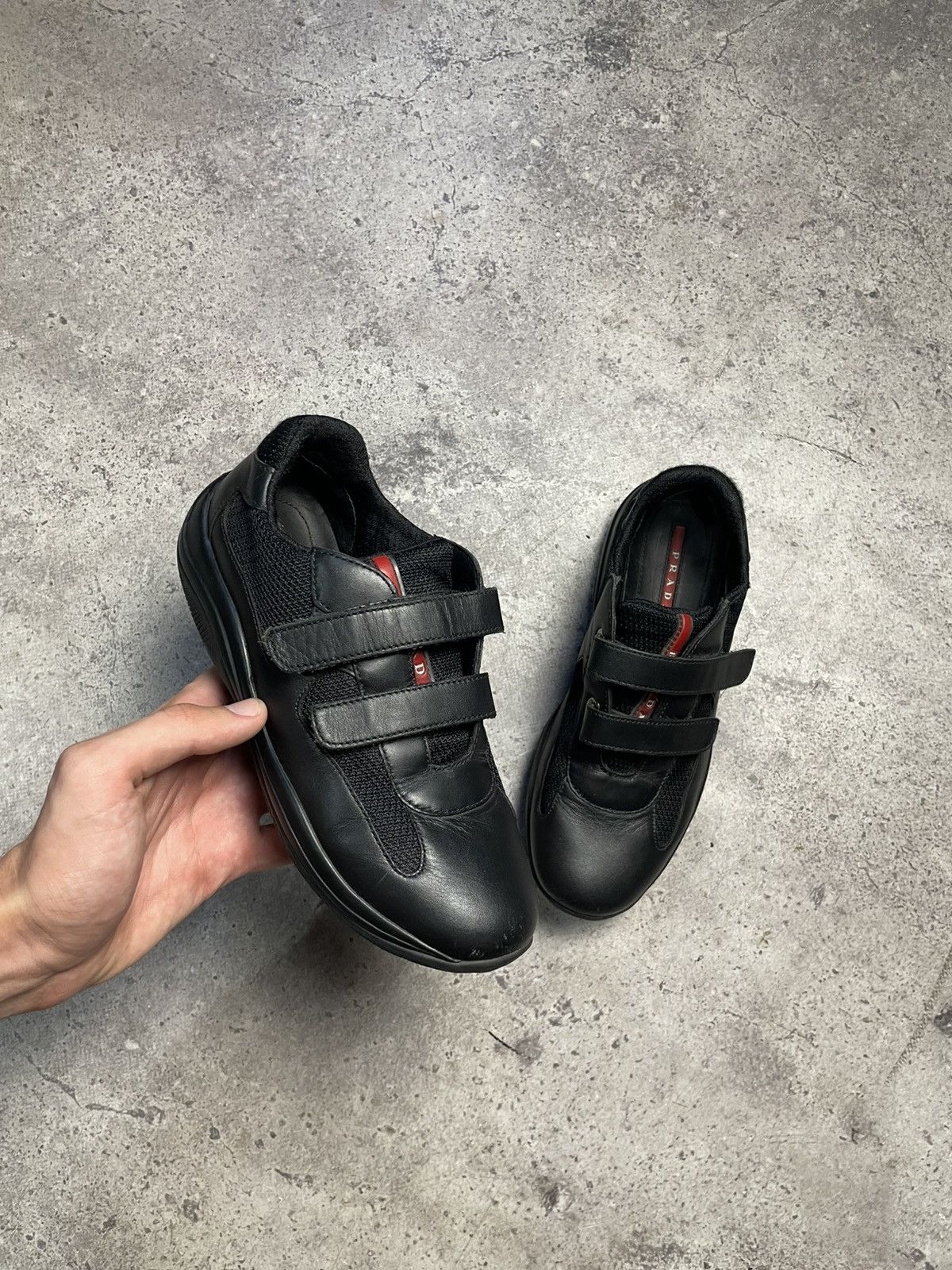 Prada Prada Americas Cup Red Tab Low-Top Leather/Neylon Sneakers Size US 5 / IT 35 - 1 Thumbnail