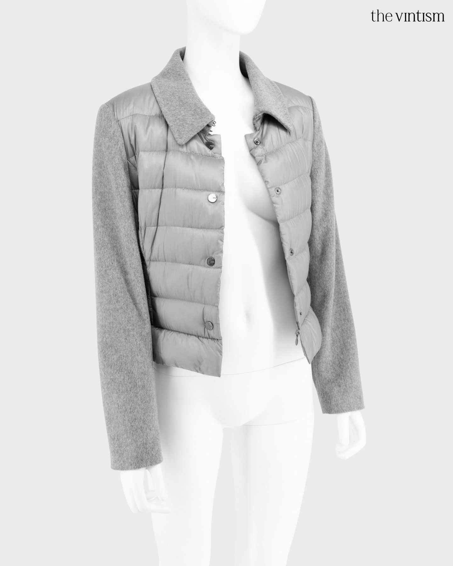 Escada Escada Grey Modular Down Technical Nylon & Wool Coat DE 38 M Size M / US 6-8 / IT 42-44 - 11 Thumbnail