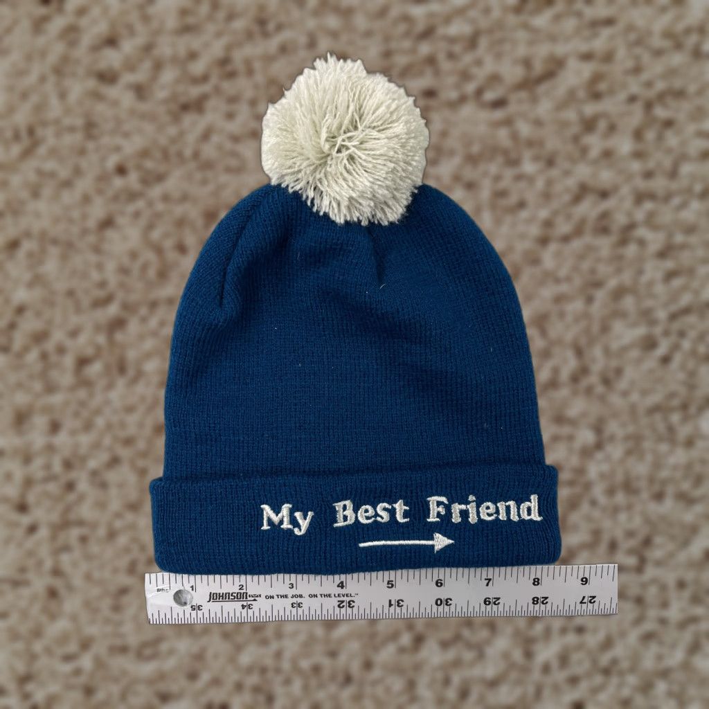 Vintage 1616 Holdings Beanie Women One Size Blue Knit Acrylic Pom Ski Hat Size ONE SIZE - 1 Thumbnail