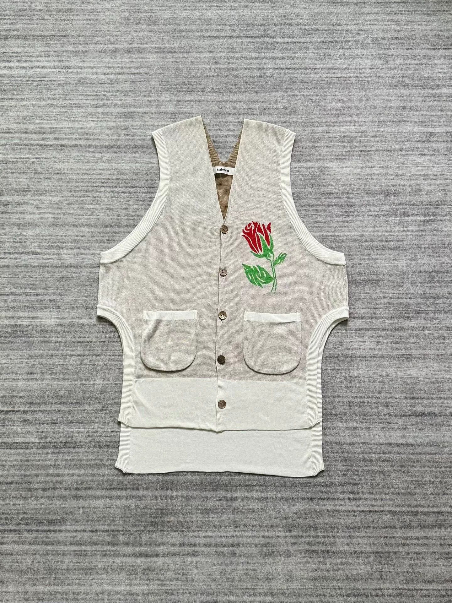 Sulvam vintage floral knit sleeveless wool vest Size US S / EU 44-46 / 1 - 1 Thumbnail