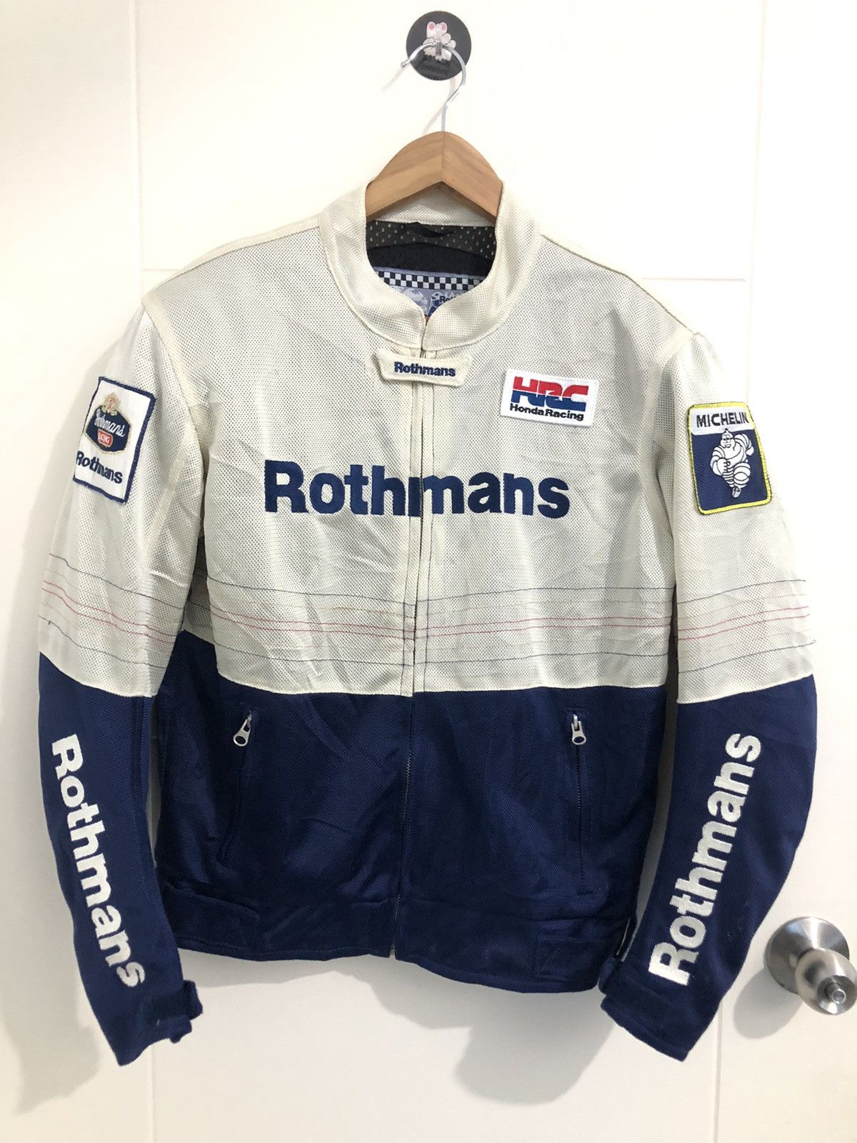 image of Vintage Honda Rothmans Jacket in White/Blue, Men's (Size Medium)
