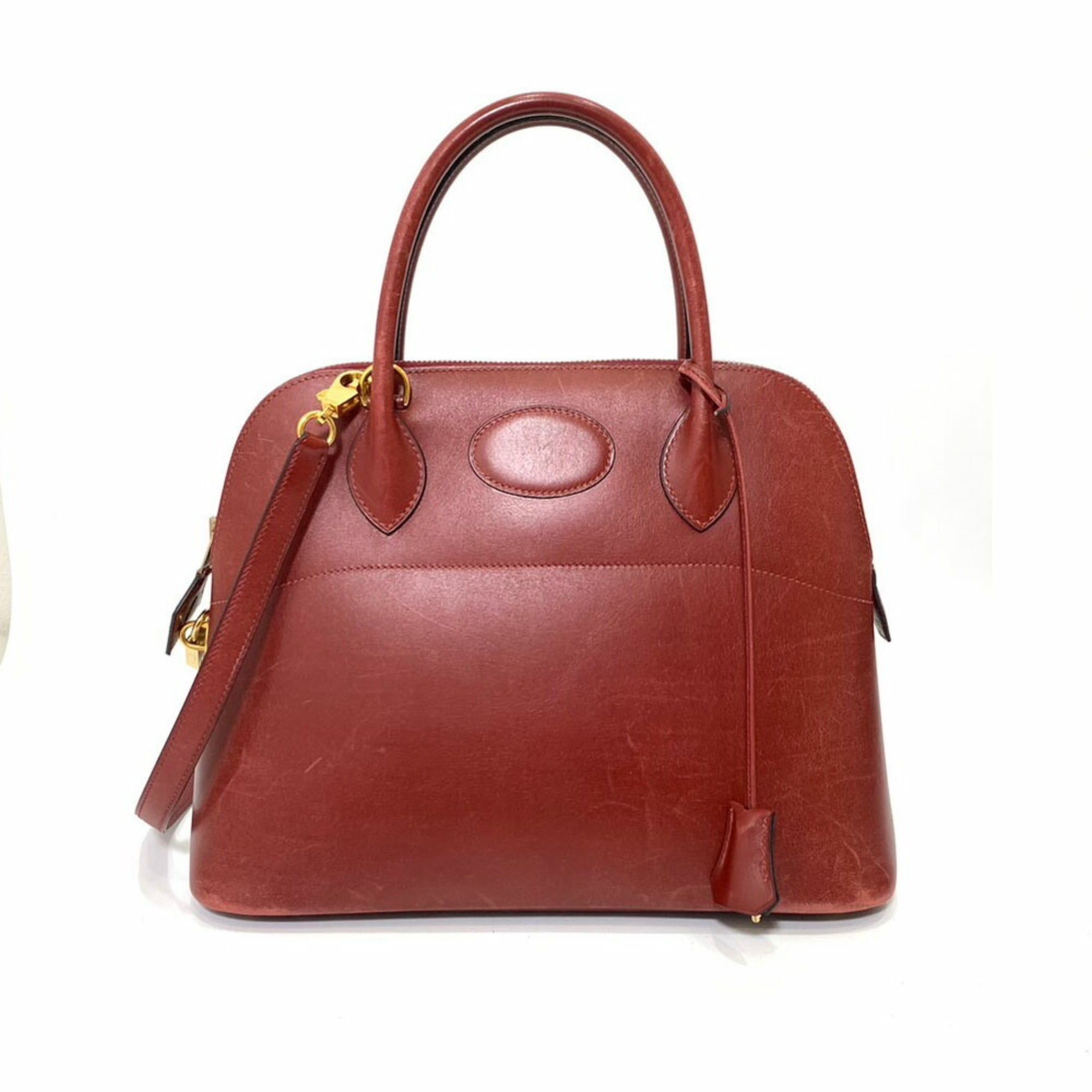 image of Hermes Bag Bolide 31 Bordeaux Gold Hardware Handbag Shoulder 2Way Ladies Boxcalf in Black, Women's