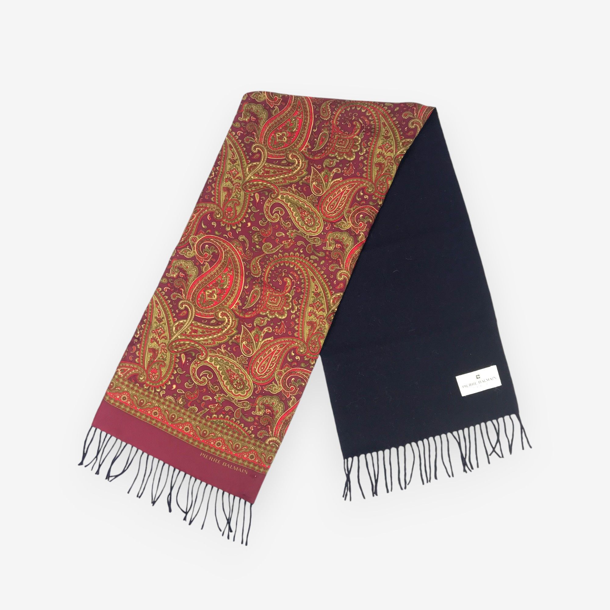 Vintage 90s Pierre Balmain Scarf Muffler Wool SILK Scarves