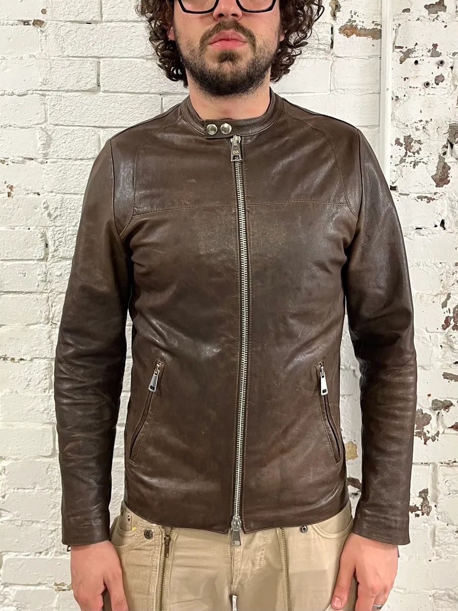 Daniele Alessandrini 2000s Daniele Alessandrini Biker Brown Leather Jacket Size US S / EU 44-46 / 1 - 2 Thumbnail